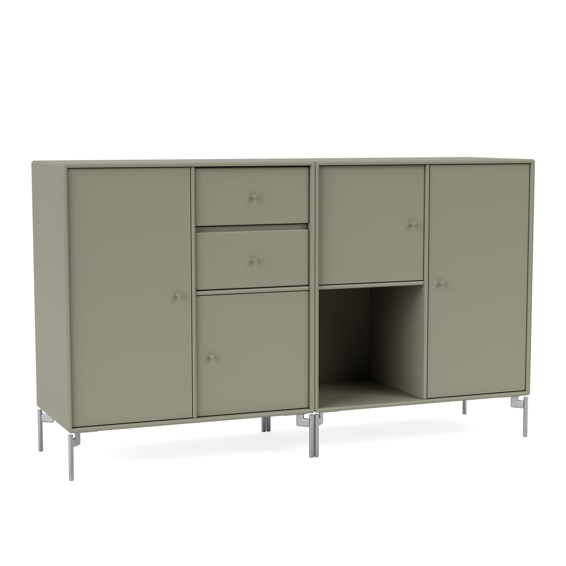 Montana - Couple Sideboard 144-Fennel Matt Chrome - Skänkar och sideboards - Peter J. Lassen - Grön - Trä