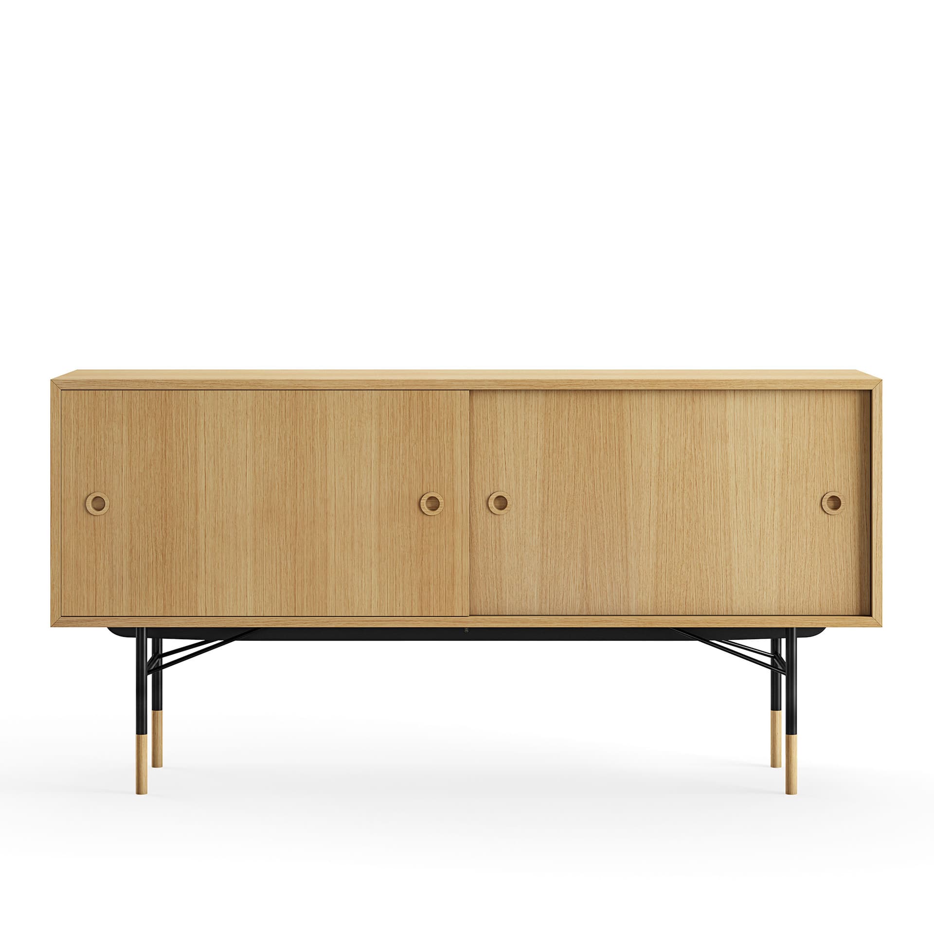 House of Finn Juhl - Sideboard Without Tray Unit, Dark oiled oak Veneer, Black Steel - Skänkar och sideboards - Finn Juhl - Träfärgad - Metall/Trä
