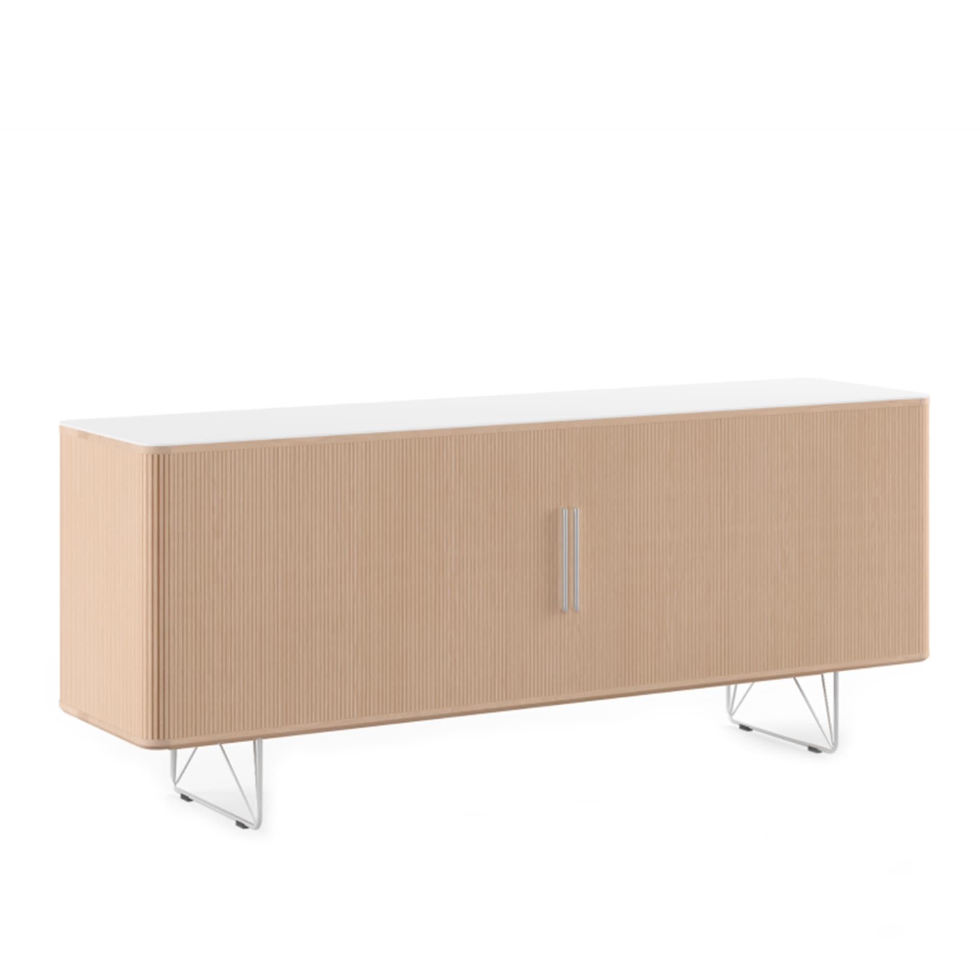 Naver Collection - AK 2730 Skänk, Vitoljad ek, Underrede i Rostfritt stål - Skänkar och sideboards - Nissen & Gehl - Träfärgad - Naturmaterial/Metall/Trä