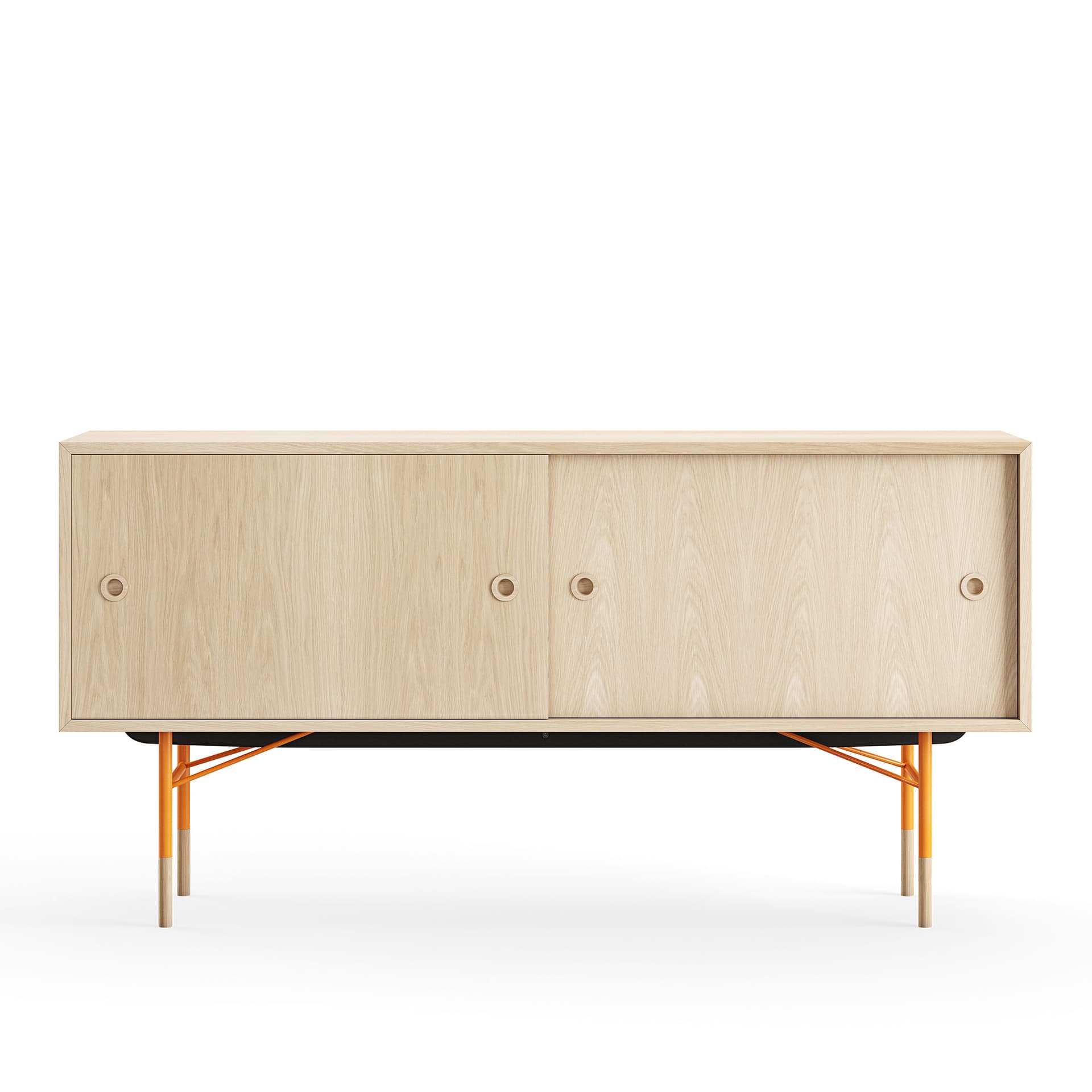 House of Finn Juhl - Sideboard Without Tray Unit, Oak Veneer, Orange Steel - Skänkar och sideboards - Finn Juhl - Träfärgad - Metall/Trä