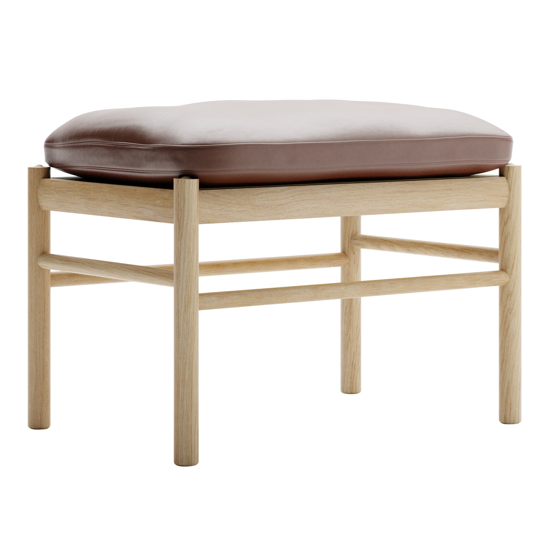 Carl Hansen - OW149F - Colonial Footstool, Oljad Ek, Lädergrupp C Sif - 92 - Fotpallar - Ole Wanscher - Brun - Läder/Trä