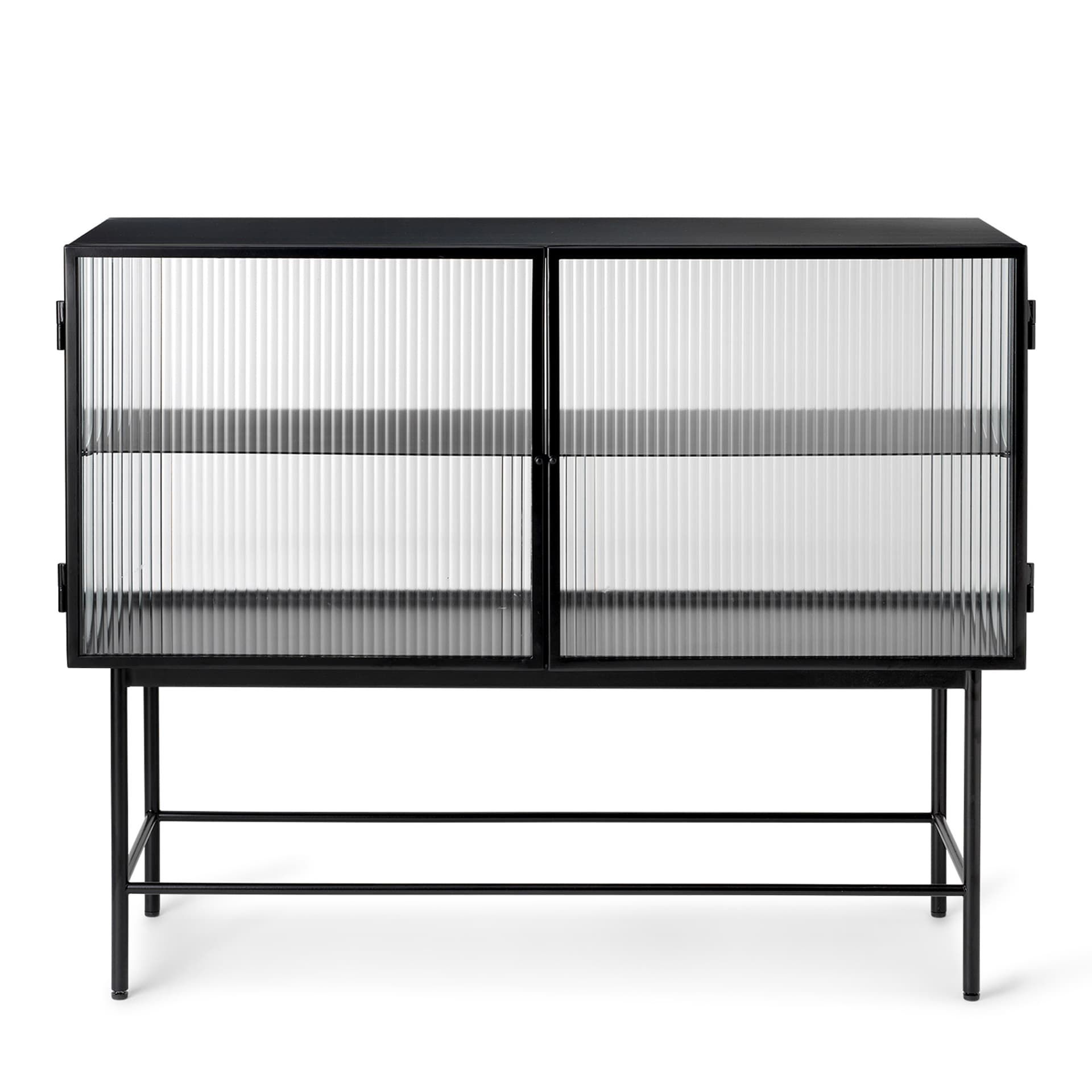Ferm Living - Haze Sideboard Reeded Glass / Black - Skänkar och sideboards - SAYS WHO - Glas/Metall