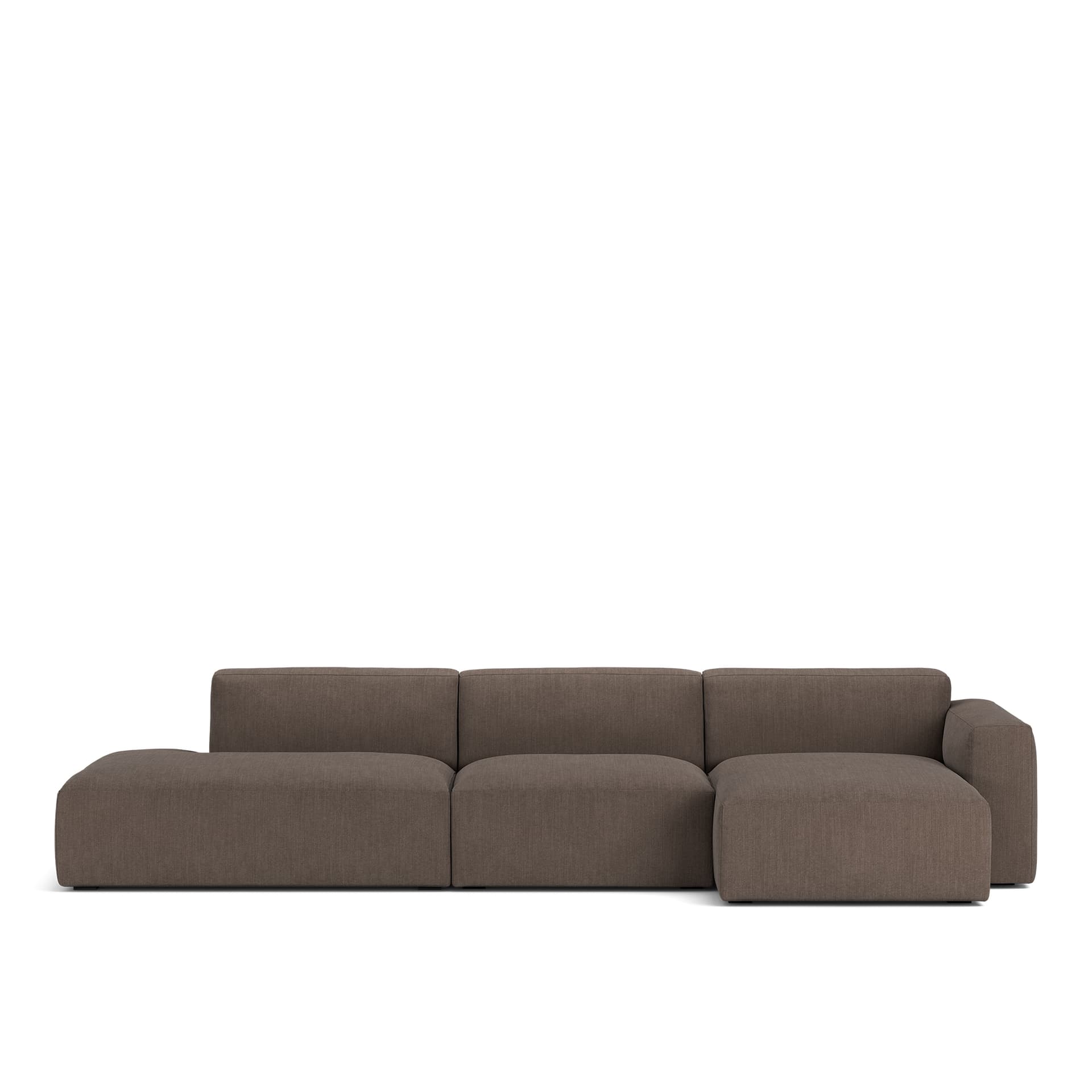 NOGA - Brick 3-Seater Chaise Lounge Open End Left Shadow Dark Brown Fixed Upholstery - Soffor - Brun