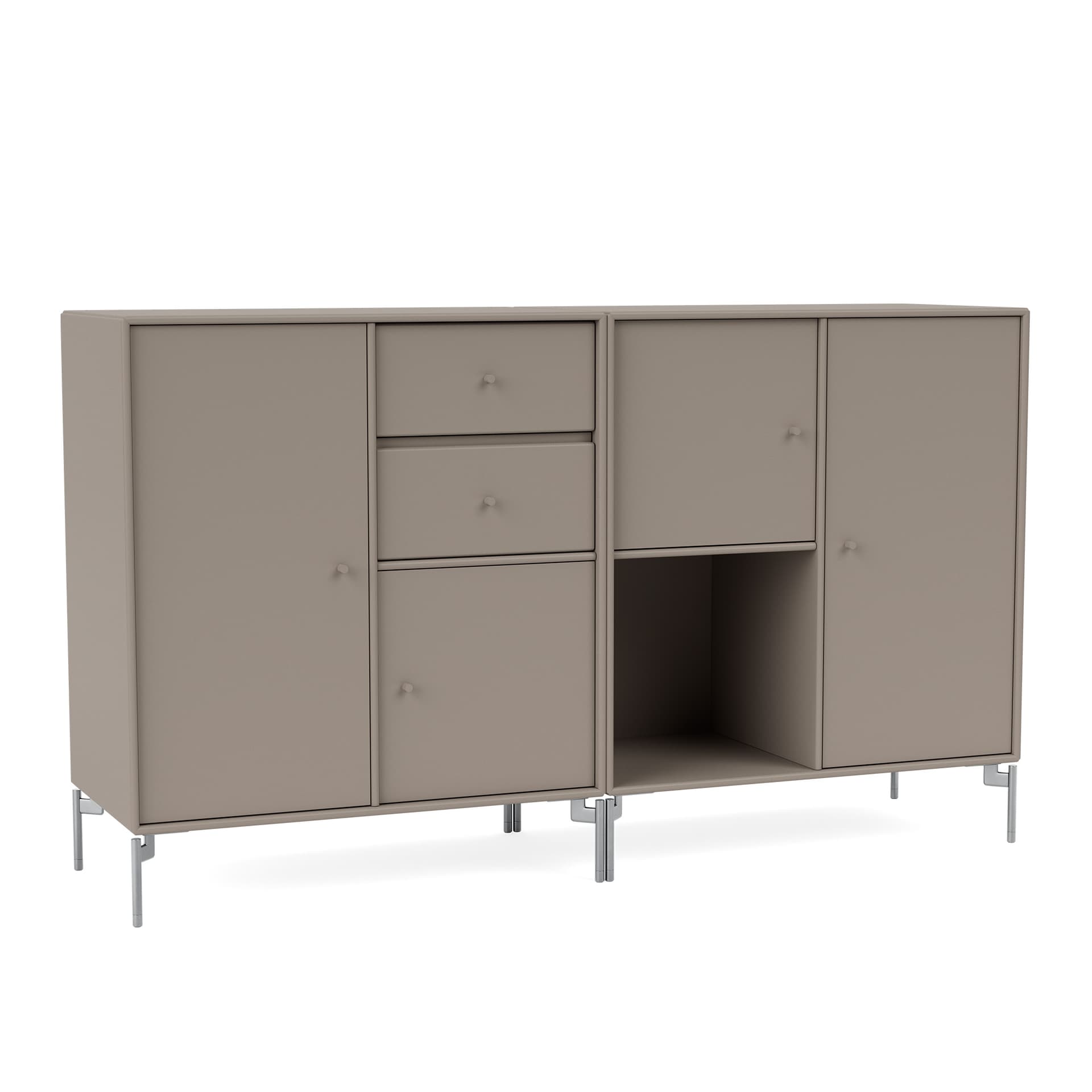 Montana - Couple Sideboard 141-Truffle Matt Chrome - Skänkar och sideboards - Peter J. Lassen - Beige - Trä