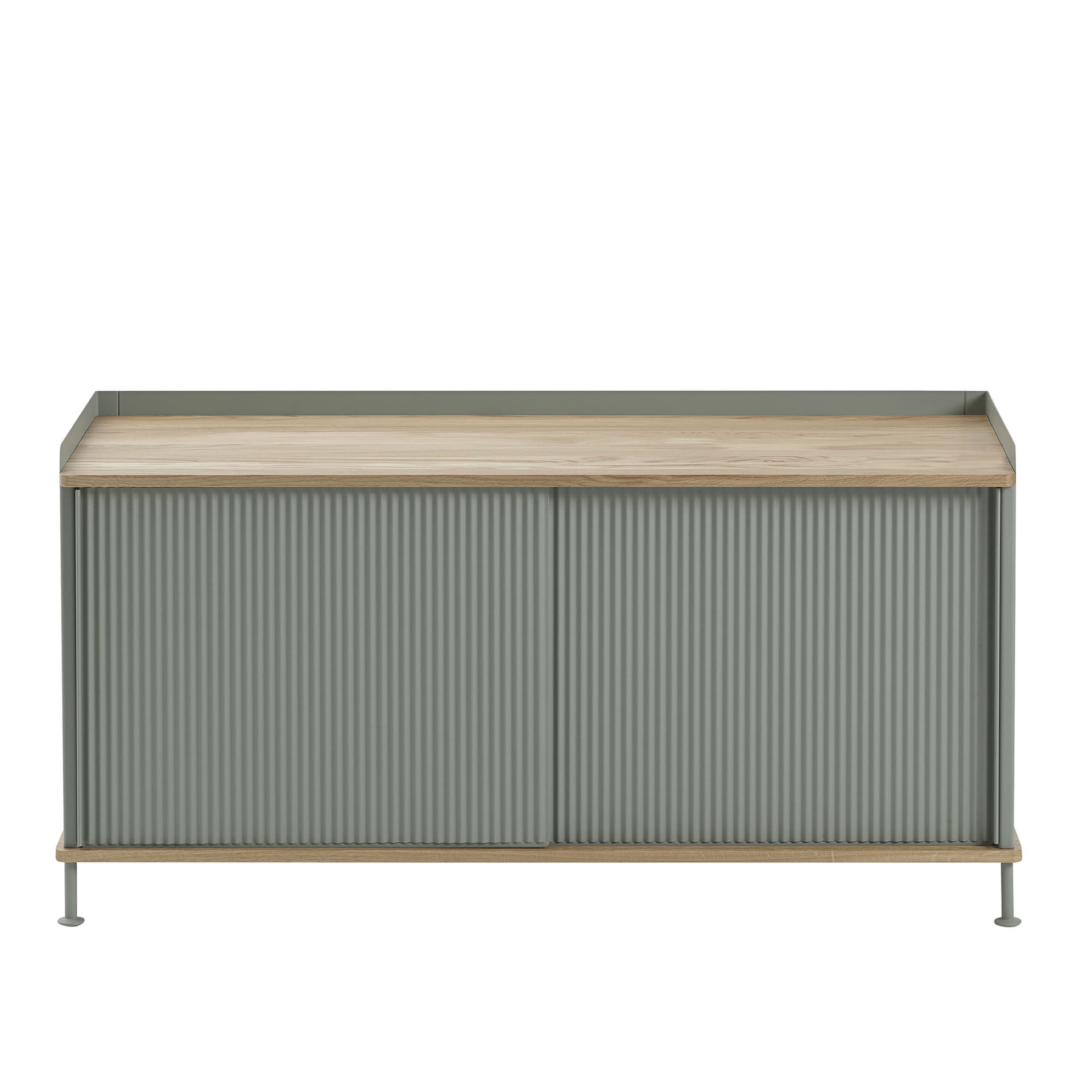 Muuto - Enfold Sideboard Low, Oak/Dusty Green - Skänkar och sideboards - Thomas Bentzen - Grön - Metall/Trä