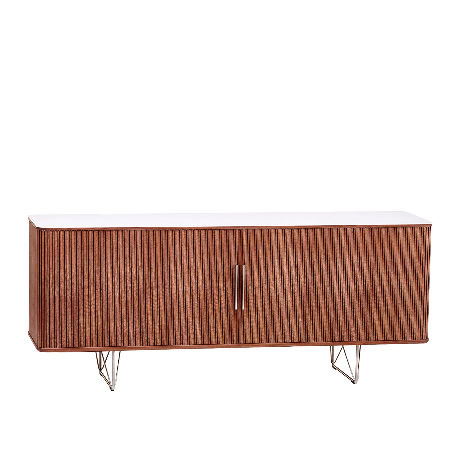 Naver Collection - AK 2730 Skänk, Oljad valnöt, Underrede i Rostfritt stål - Skänkar och sideboards - Nissen & Gehl - Träfärgad - Naturmaterial/Metall/Trä