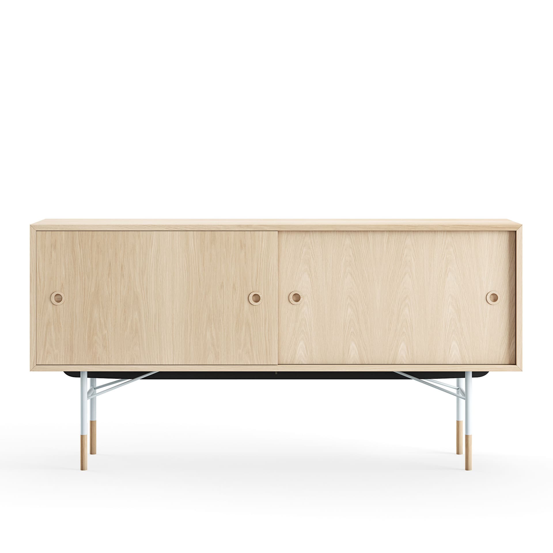 House of Finn Juhl - Sideboard Without Tray Unit, Oak Veneer, Light Blue Steel - Skänkar och sideboards - Finn Juhl - Träfärgad - Metall/Trä