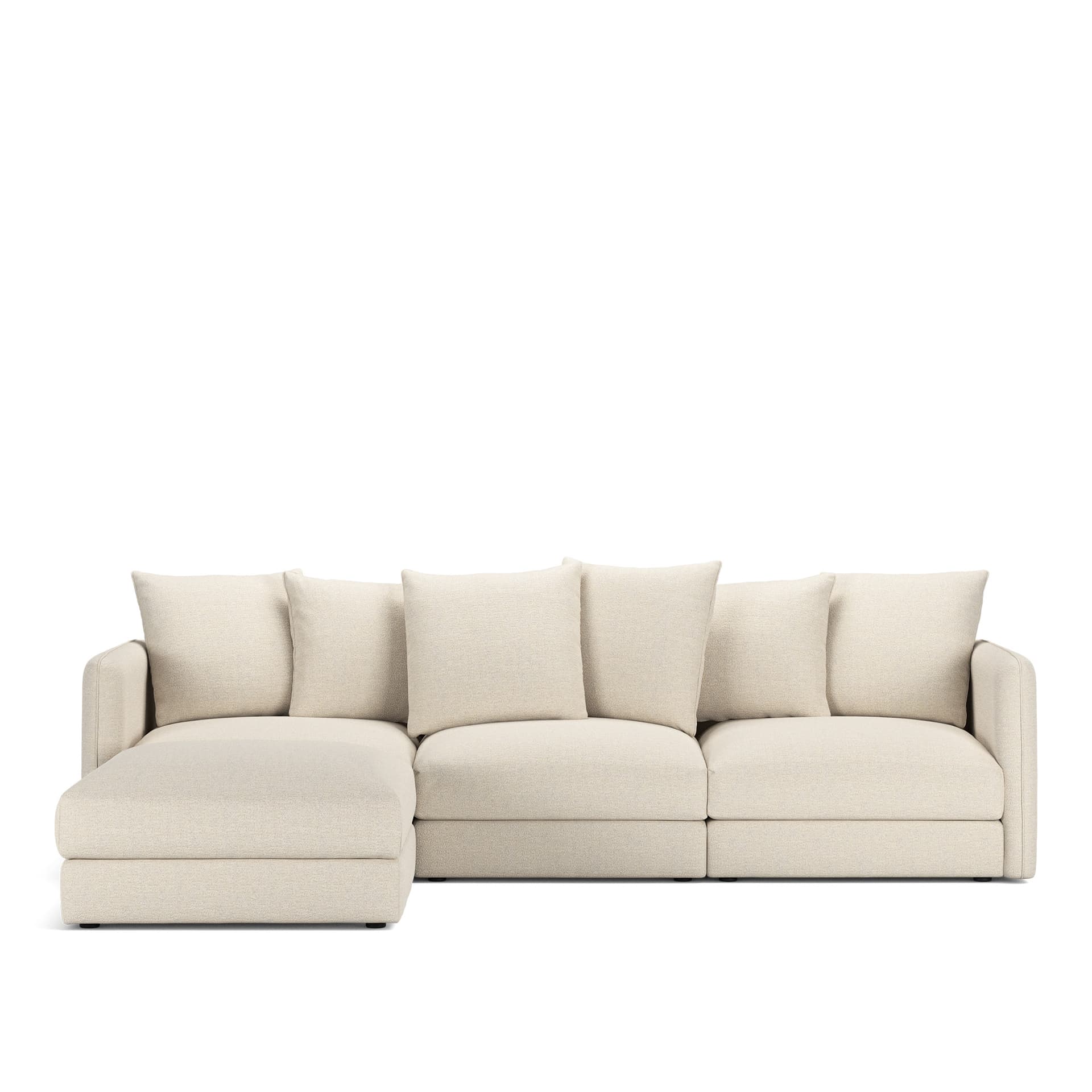 NOGA - Pavarotti 3-Seater + Footstool, Fixed Cover, Cushion Variant 01, Lario 38 - Soffor - Beige