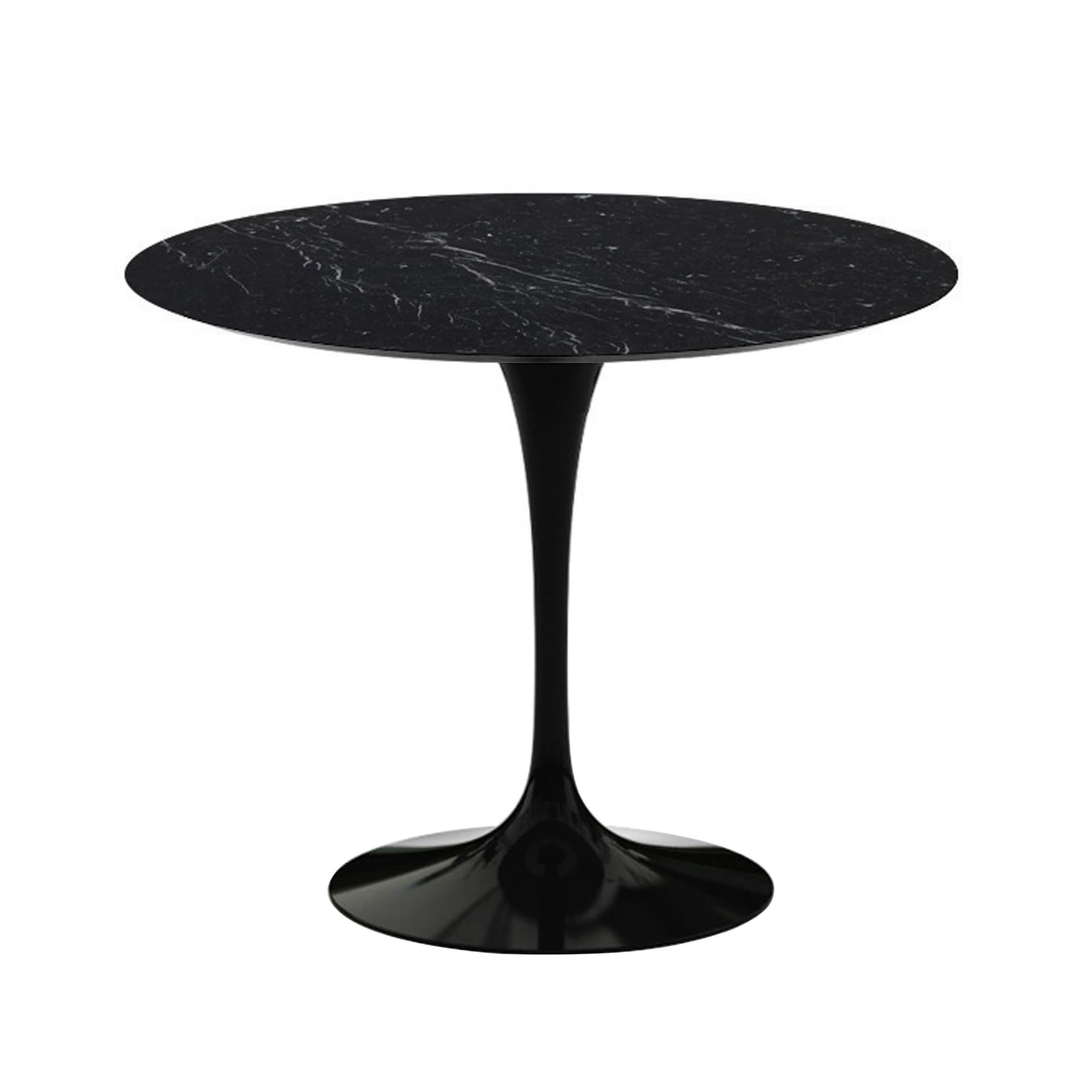 Knoll - Saarinen Round Table - Matbord, Ø 91 cm, Svart underrede, skiva i matt svart Marquina marmor - Matbord - Eero Saarinen - Svart - Metall/Sten