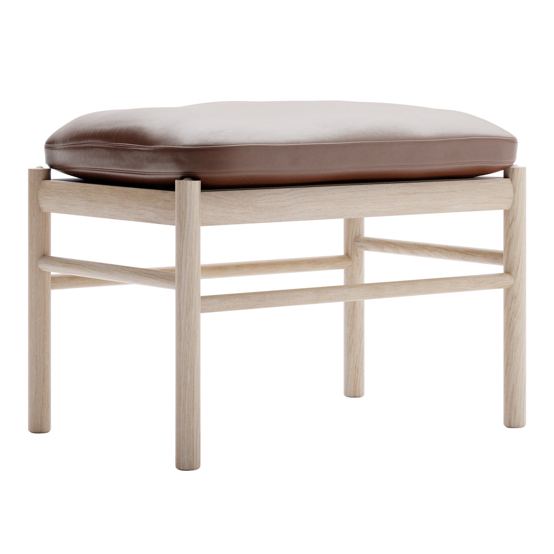 Carl Hansen - OW149F - Colonial Footstool, Vitoljad Ek, Lädergrupp C Sif - 92 - Fotpallar - Ole Wanscher - Brun - Läder/Trä