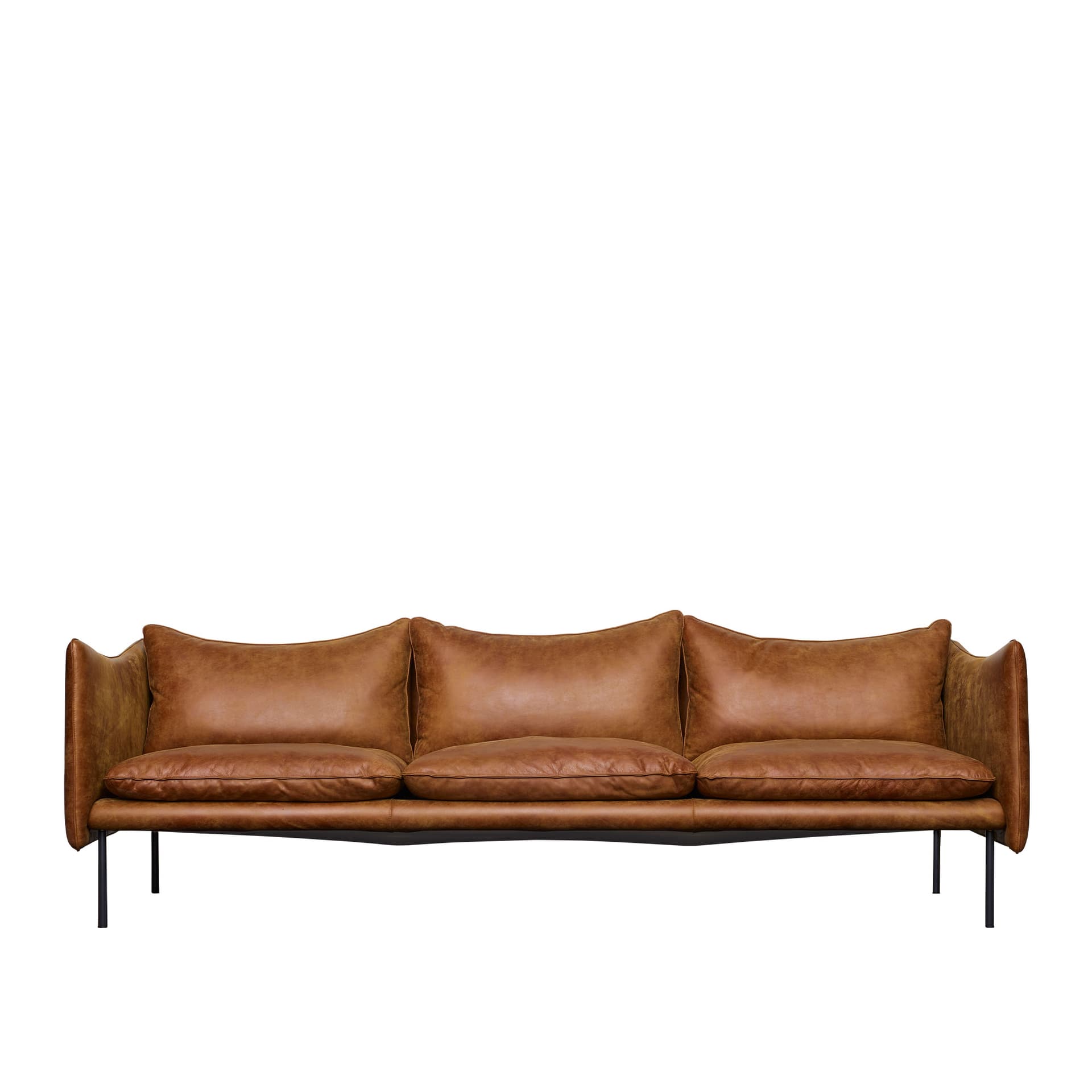 Fogia - Tiki Soffa, 3-sits, Svart Underrede, Läder Vintage - Soffor - Andreas Engesvik - Brun