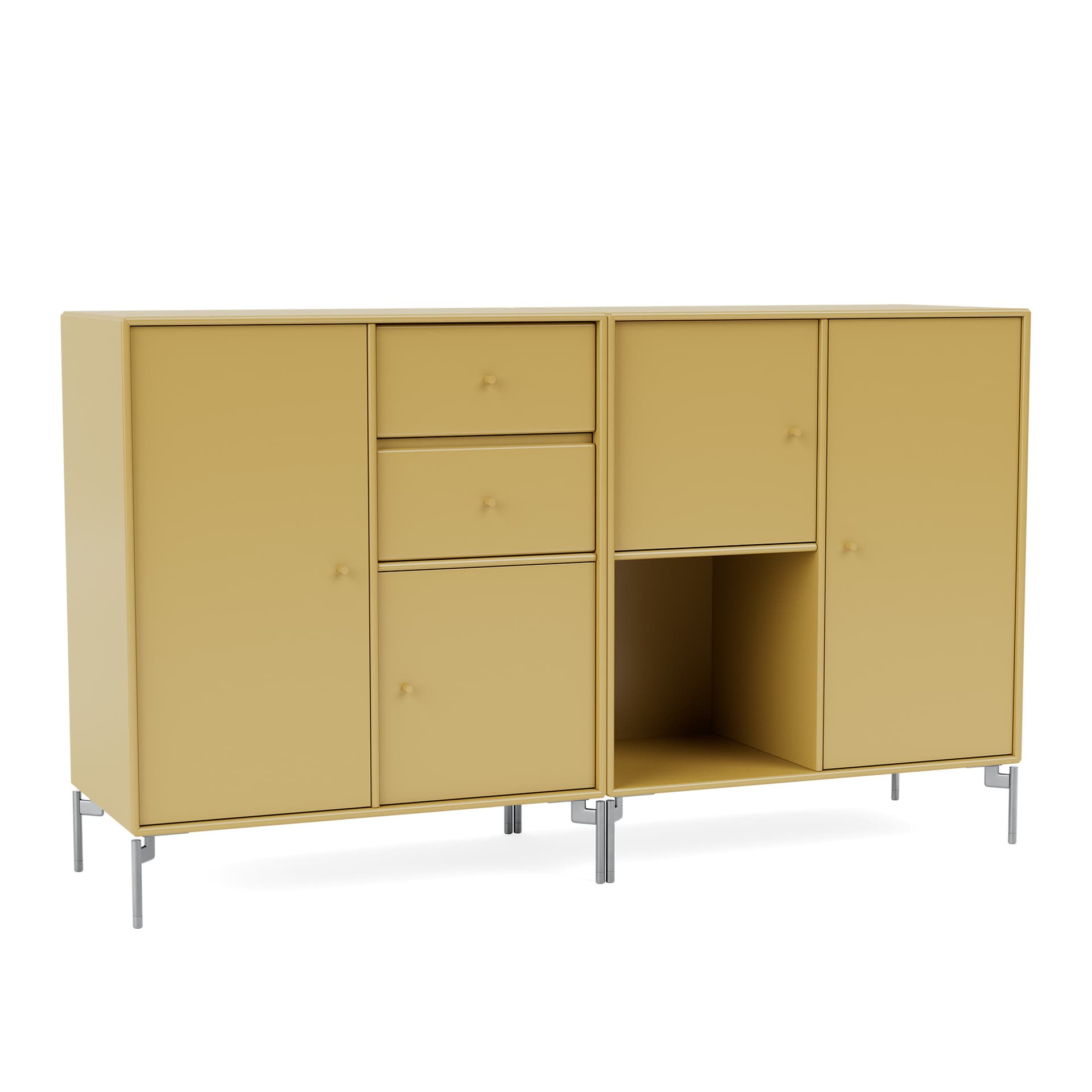 Montana - Couple Sideboard 157-Cumin Matt Chrome - Skänkar och sideboards - Peter J. Lassen - Gul - Trä