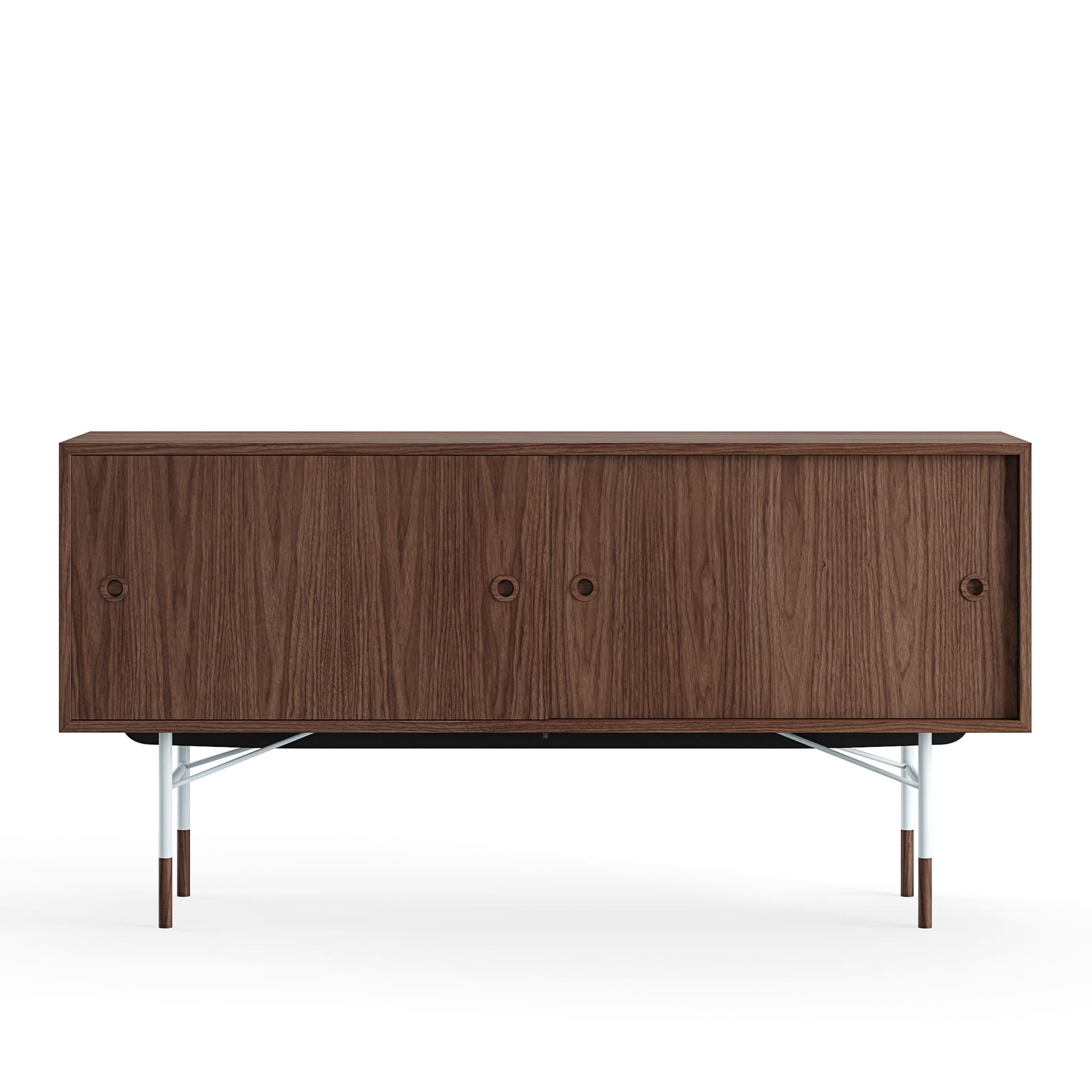 House of Finn Juhl - Sideboard Without Tray Unit, Walnut Veneer, Light Blue Steel - Skänkar och sideboards - Finn Juhl - Träfärgad - Metall/Trä