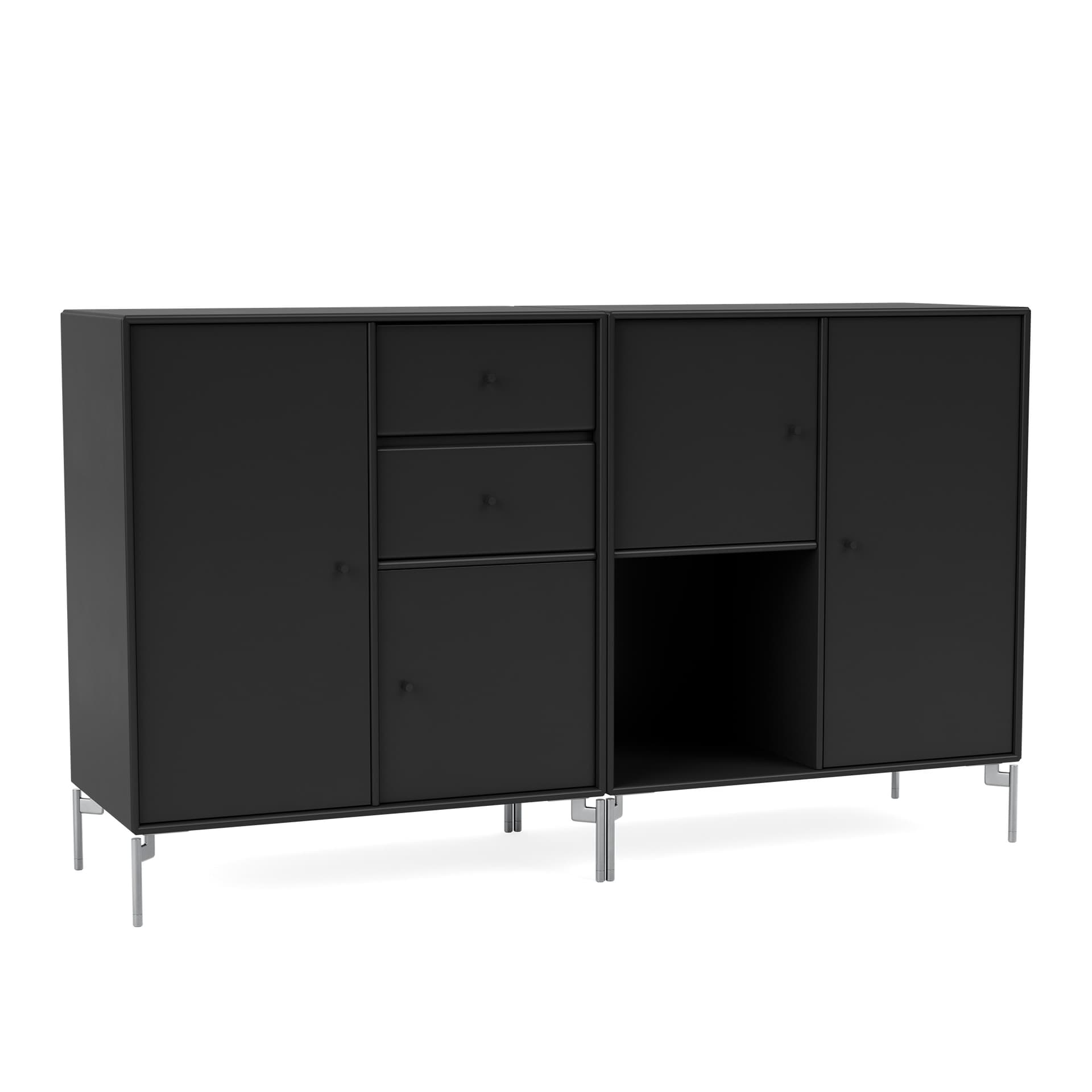Montana - Couple Sideboard 05-Black Matt Chrome - Skänkar och sideboards - Peter J. Lassen - Svart - Trä