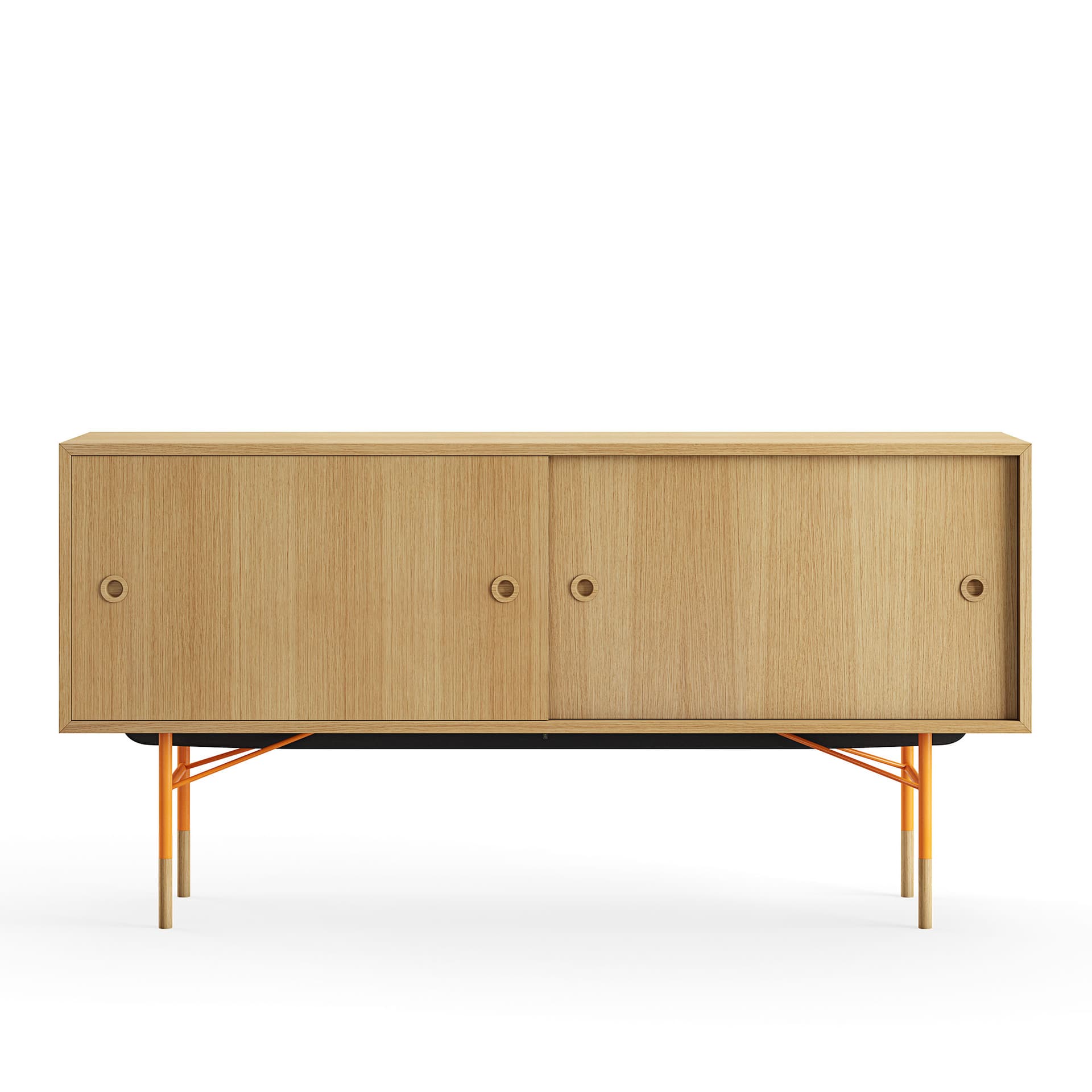 House of Finn Juhl - Sideboard Without Tray Unit, Dark oiled oak Veneer, Orange Steel - Skänkar och sideboards - Finn Juhl - Träfärgad - Metall/Trä