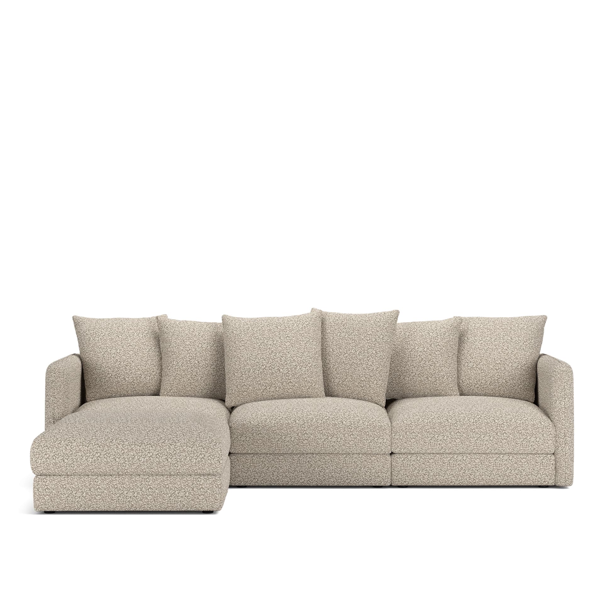 NOGA - Pavarotti 3-Seater + Footstool, Fixed Cover, Cushion Variant 01, Vellus 03 - Soffor - Beige
