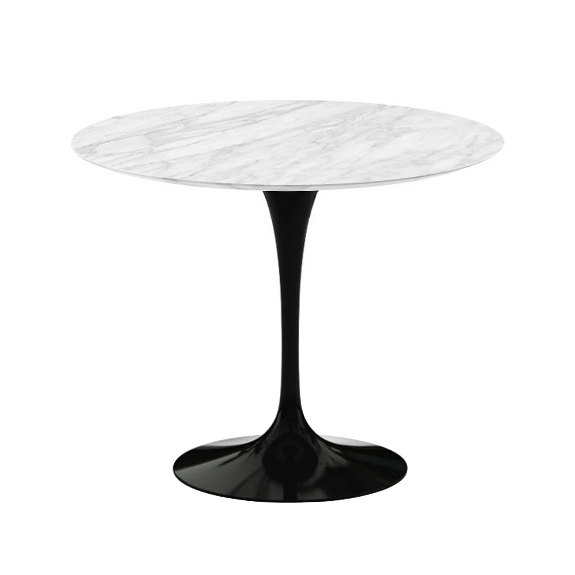 Knoll - Saarinen Round Table - Matbord, Ø 91 cm, Svart underrede, skiva i matt Statuarietto marmor - Matbord - Eero Saarinen - Vit - Metall/Sten
