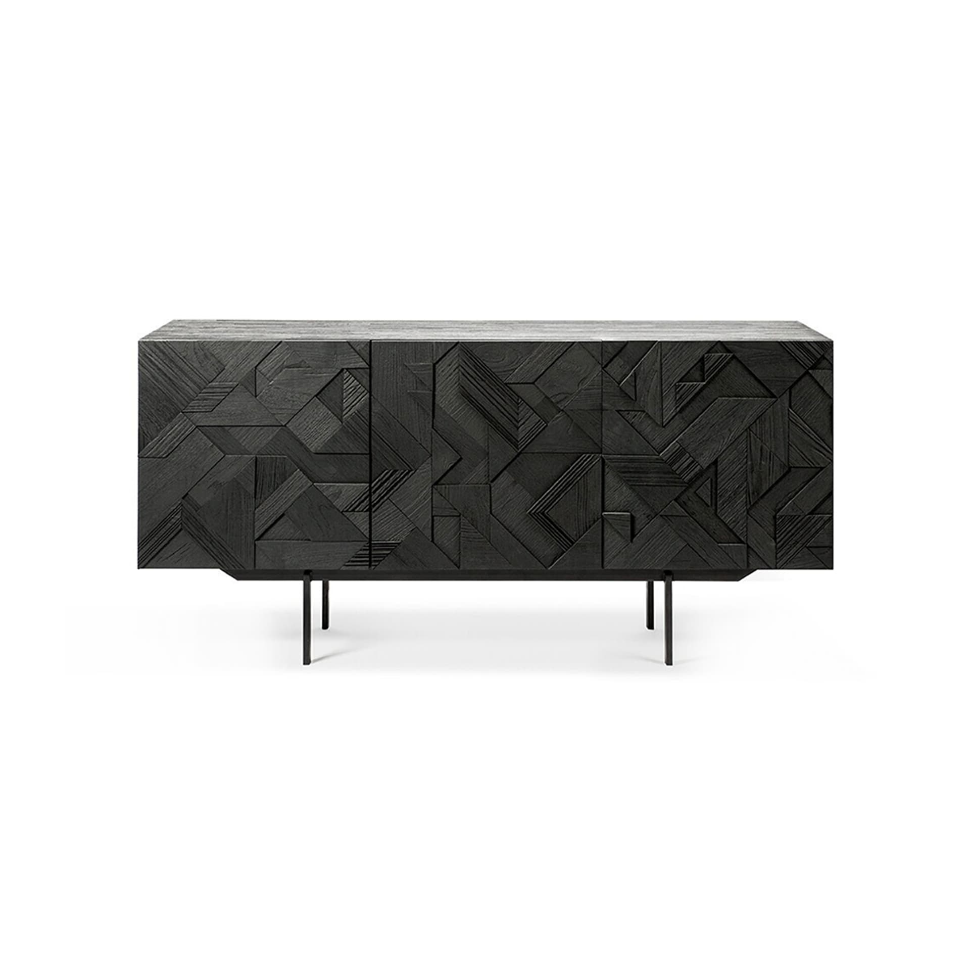 Ethnicraft - Teak Graphic Black Sideboard 168 cm - Skänkar och sideboards - Alain Van Havre - Svart - Trä