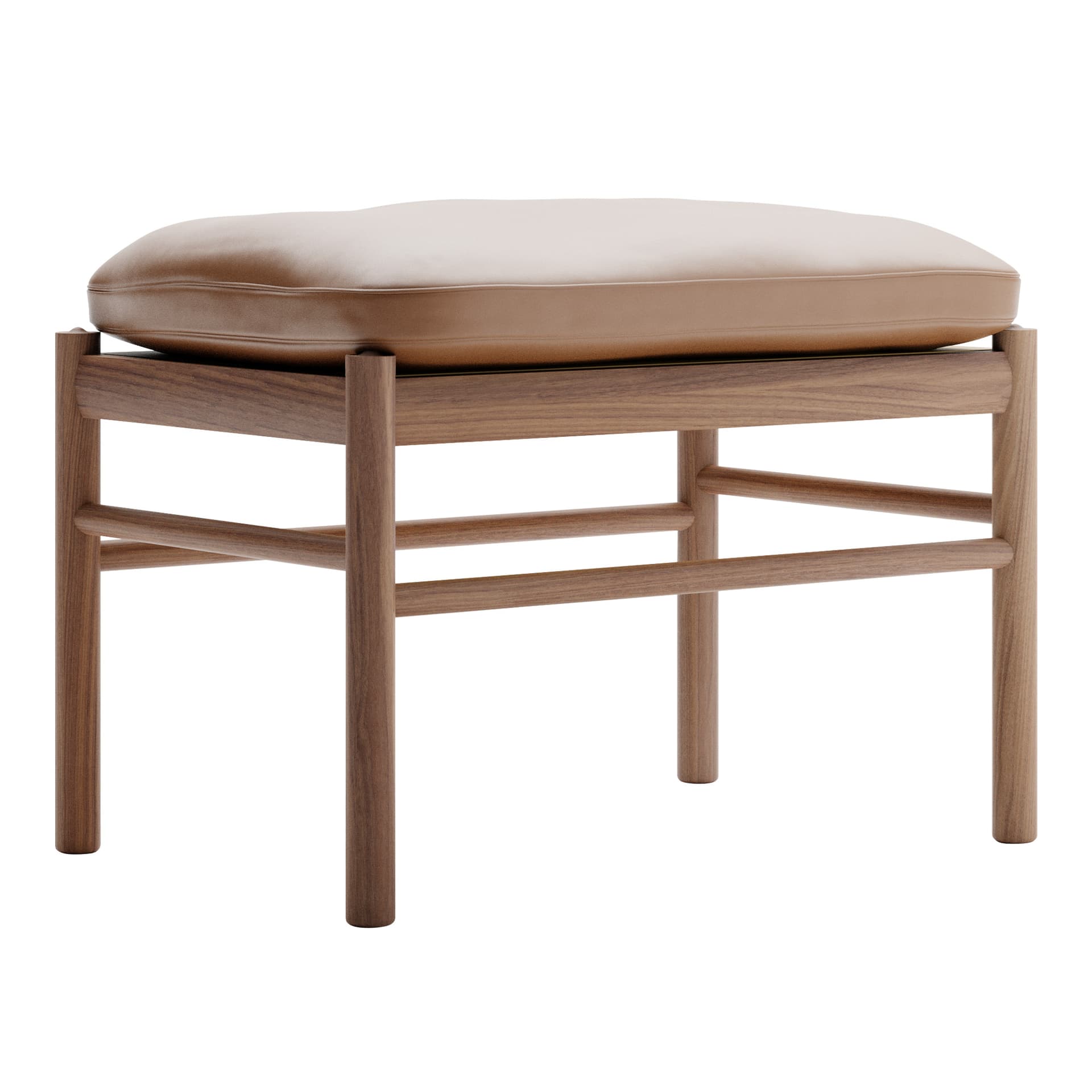 Carl Hansen - OW149F - Colonial Footstool, Oljad Valnöt, Lädergrupp B Thor - 307 - Fotpallar - Ole Wanscher - Brun - Läder/Trä