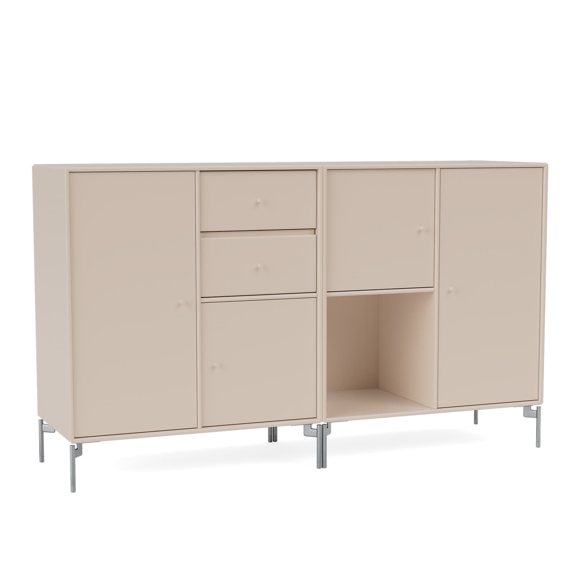 Montana - Couple Sideboard 168-Clay Matt Chrome - Skänkar och sideboards - Peter J. Lassen - Beige - Trä