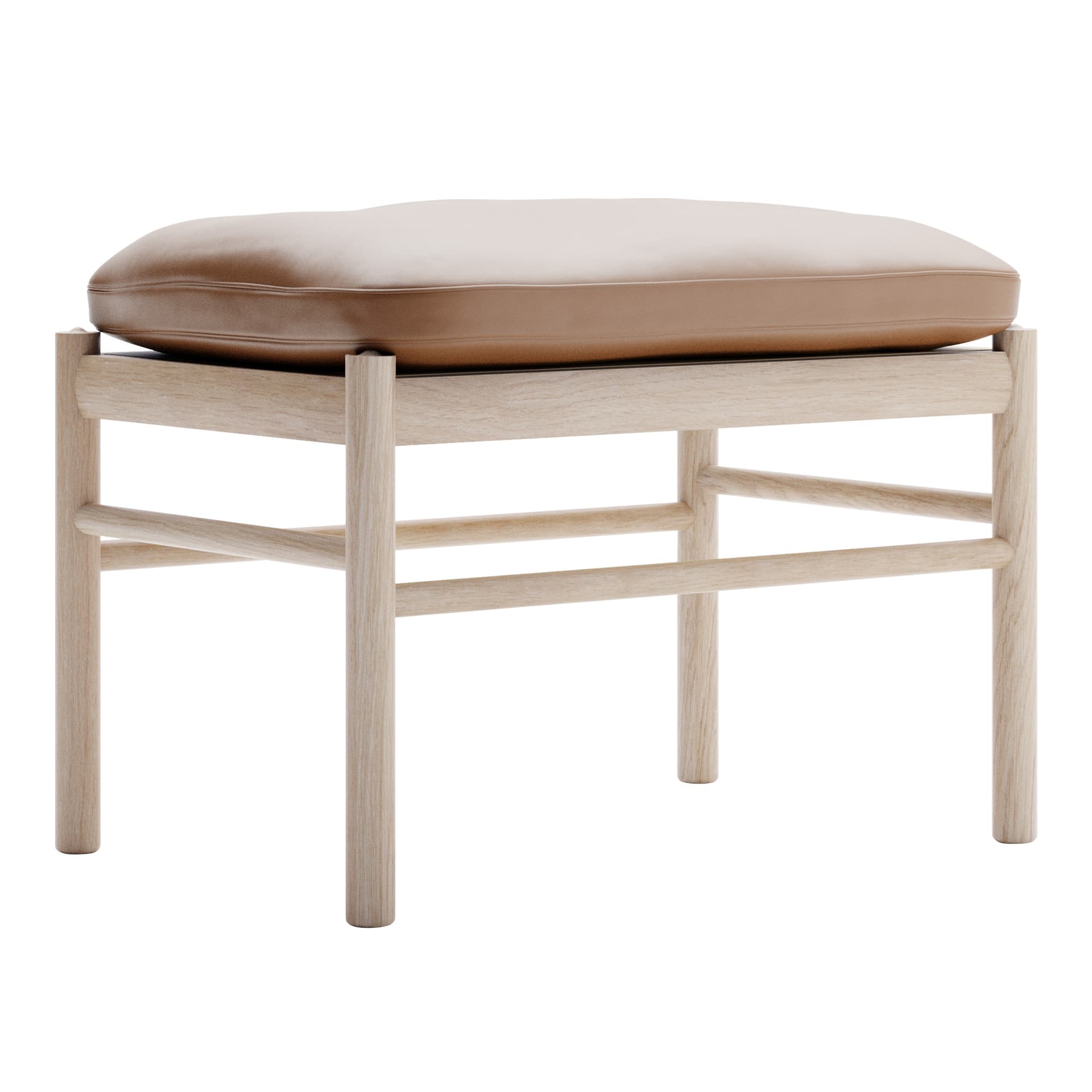 Carl Hansen - OW149F - Colonial Footstool, Vitoljad Ek, Lädergrupp B Thor - 307 - Fotpallar - Ole Wanscher - Brun - Läder/Trä