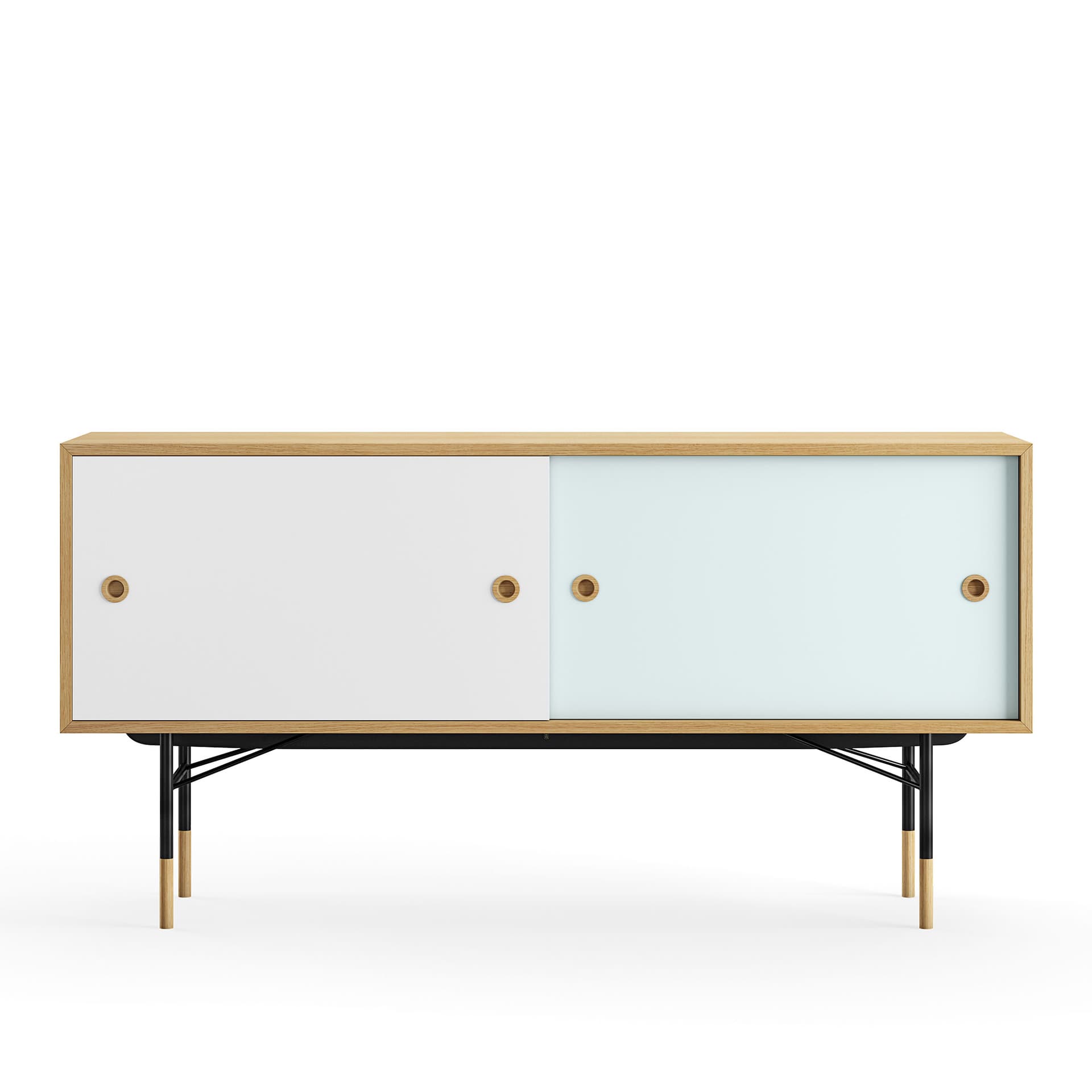House of Finn Juhl - Sideboard Without Tray Unit, Dark oiled oak, White/Light Blue, Black Steel - Skänkar och sideboards - Finn Juhl - Flerfärgad - Metall/Trä