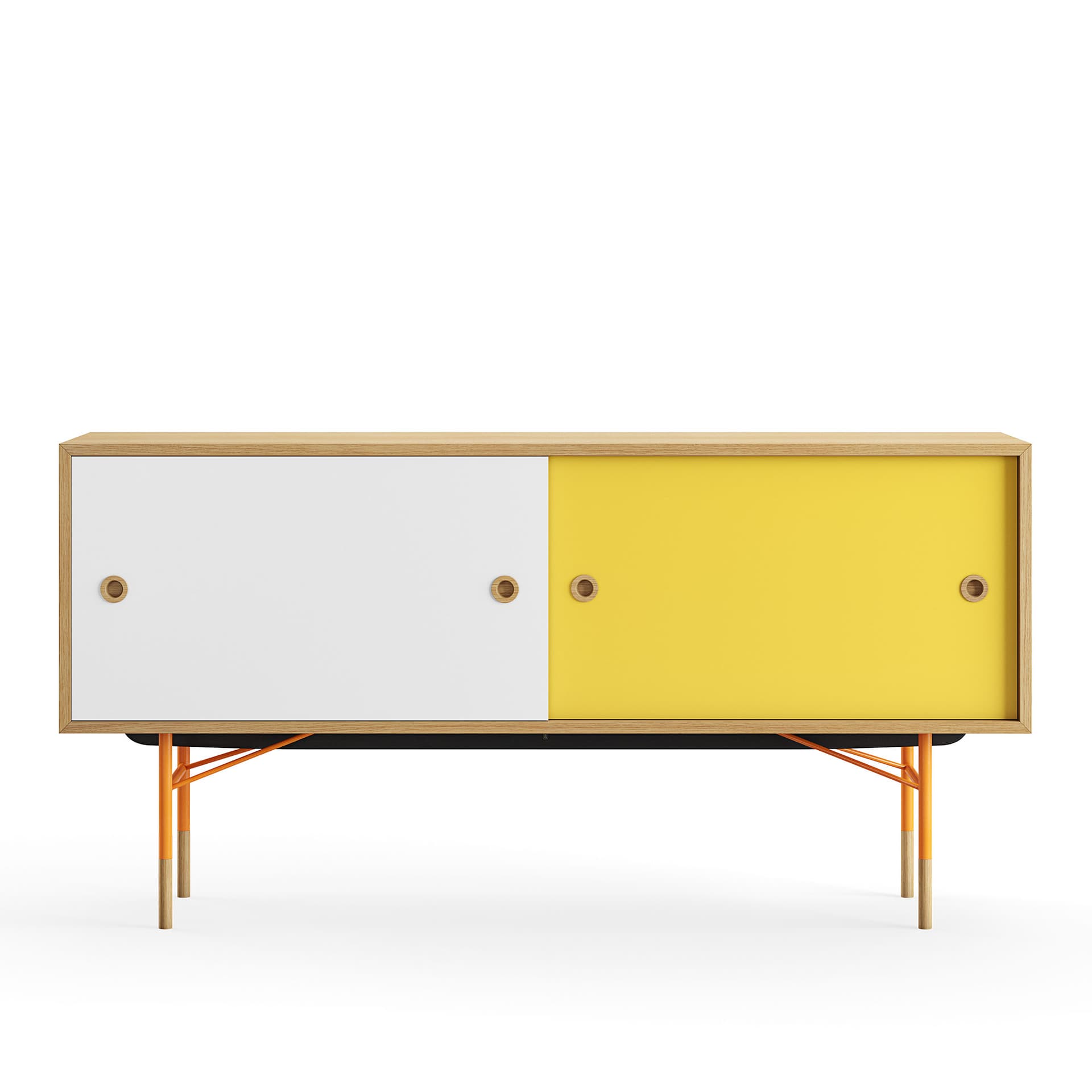 House of Finn Juhl - Sideboard Without Tray Unit, Dark oiled oak, White/Yellow, Orange Steel - Skänkar och sideboards - Finn Juhl - Flerfärgad - Metall/Trä