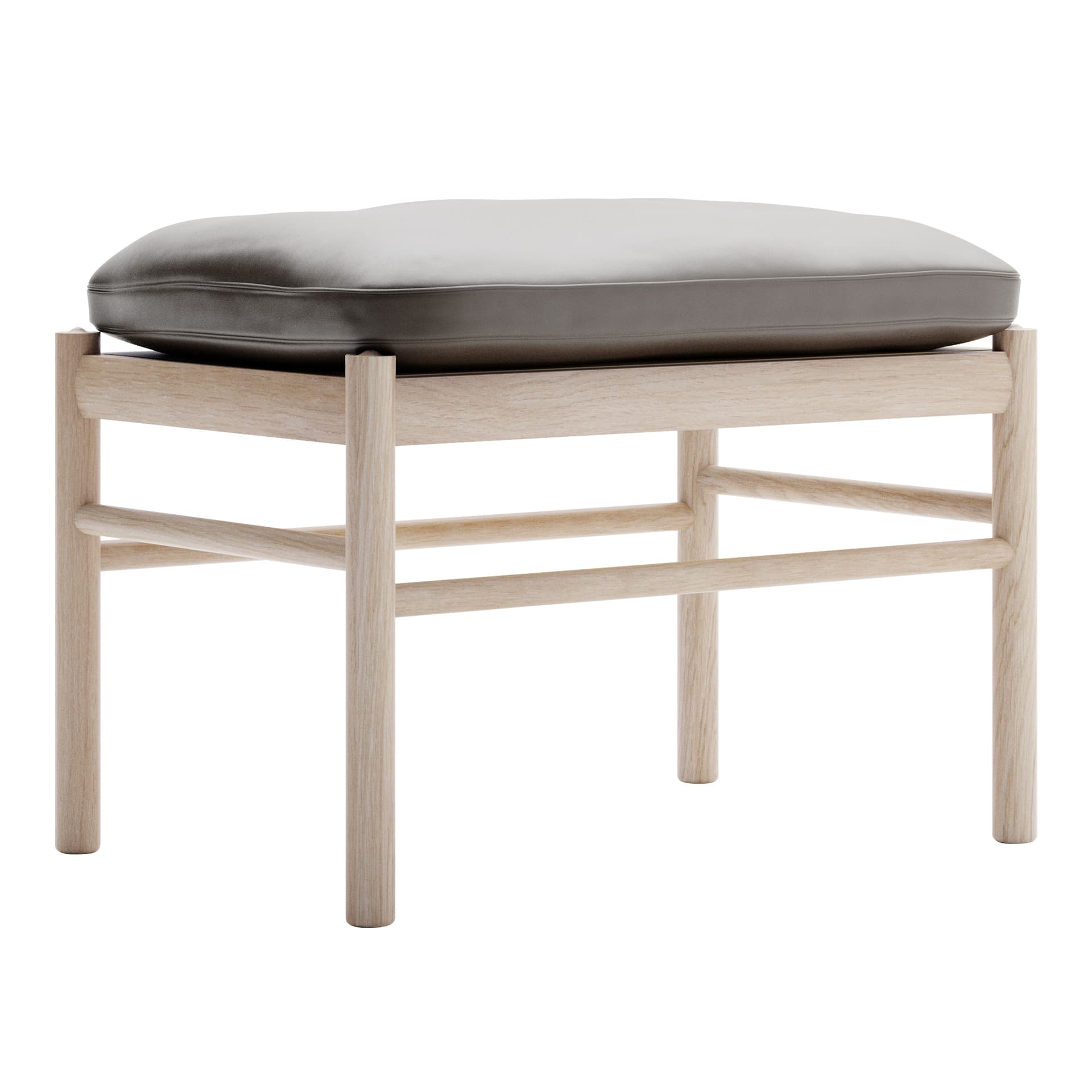 Carl Hansen - OW149F - Colonial Footstool, Vitoljad Ek, Lädergrupp B Thor - 306 - Fotpallar - Ole Wanscher - Brun - Läder/Trä