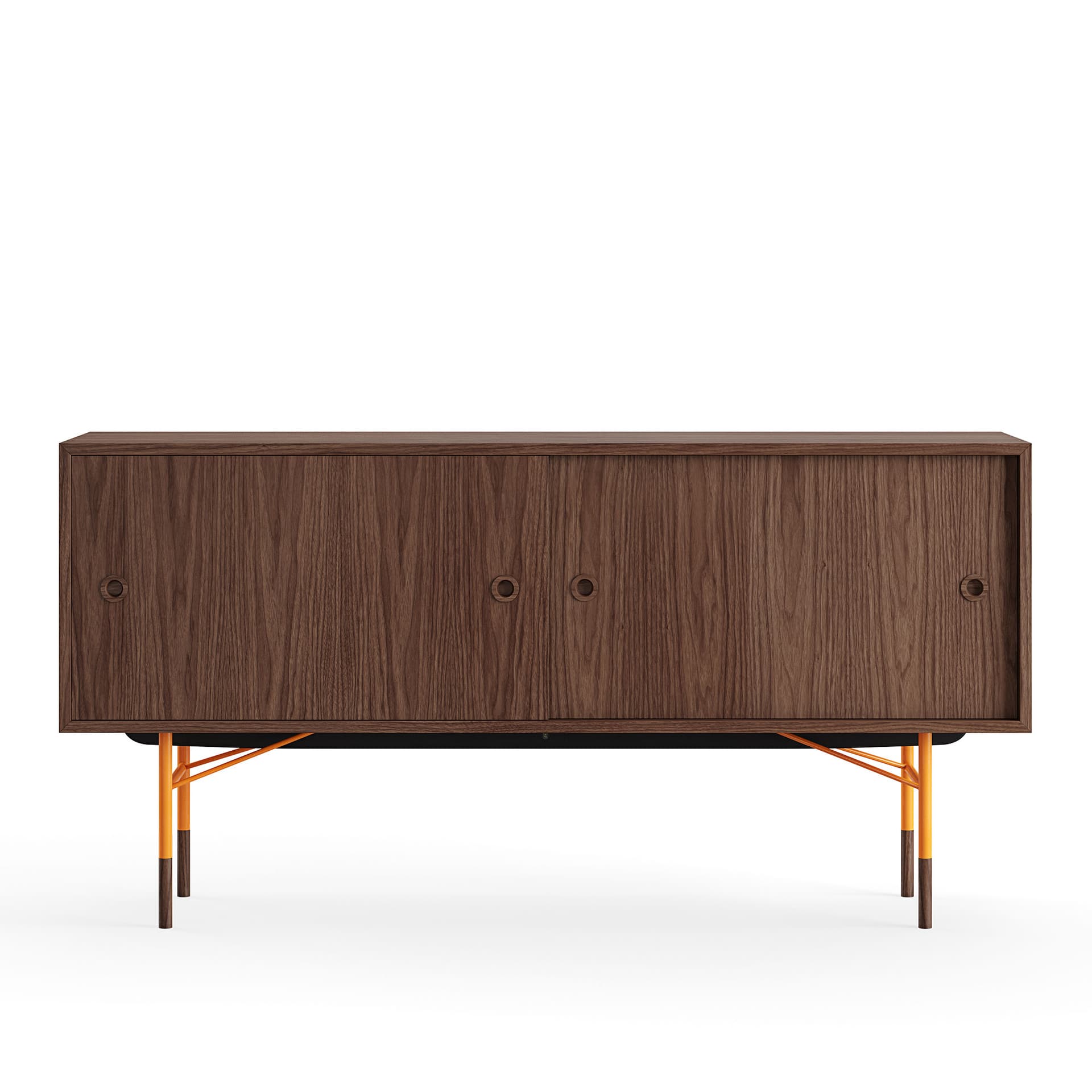 House of Finn Juhl - Sideboard Without Tray Unit, Walnut Veneer, Orange Steel - Skänkar och sideboards - Finn Juhl - Träfärgad - Metall/Trä