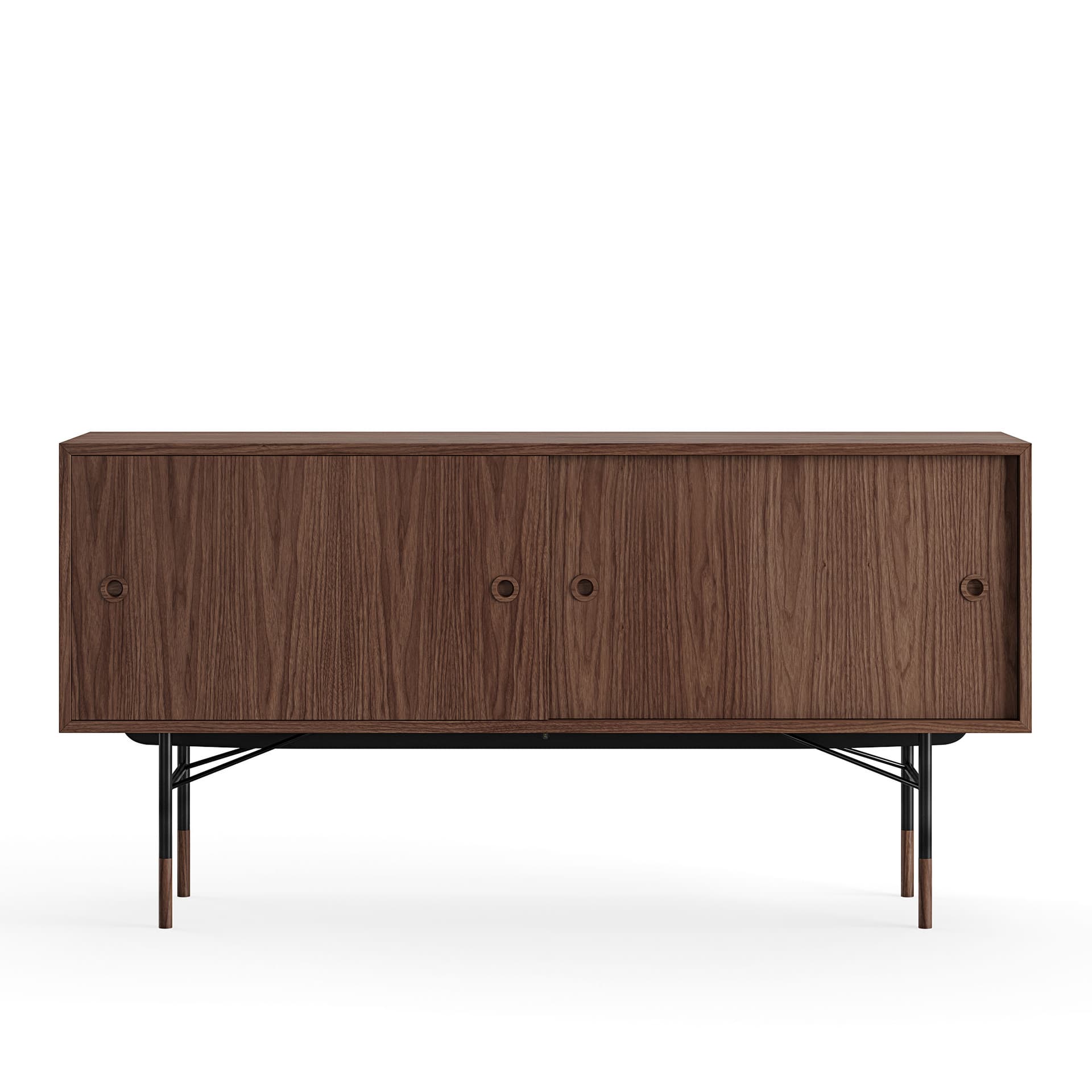 House of Finn Juhl - Sideboard Without Tray Unit, Walnut Veneer, Black Steel - Skänkar och sideboards - Finn Juhl - Träfärgad - Metall/Trä