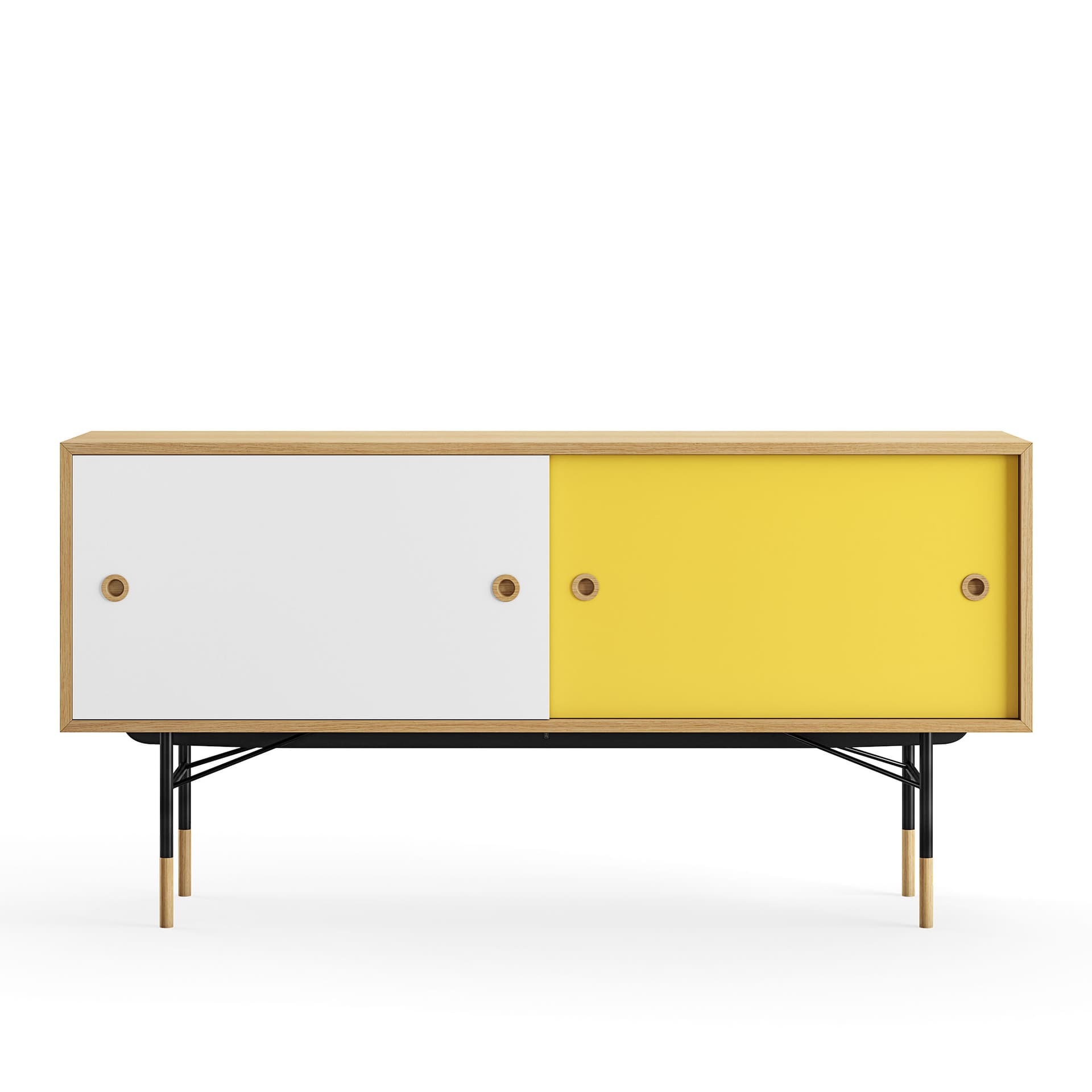 House of Finn Juhl - Sideboard Without Tray Unit, Dark oiled oak, White/Yellow, Black Steel - Skänkar och sideboards - Finn Juhl - Flerfärgad - Metall/Trä