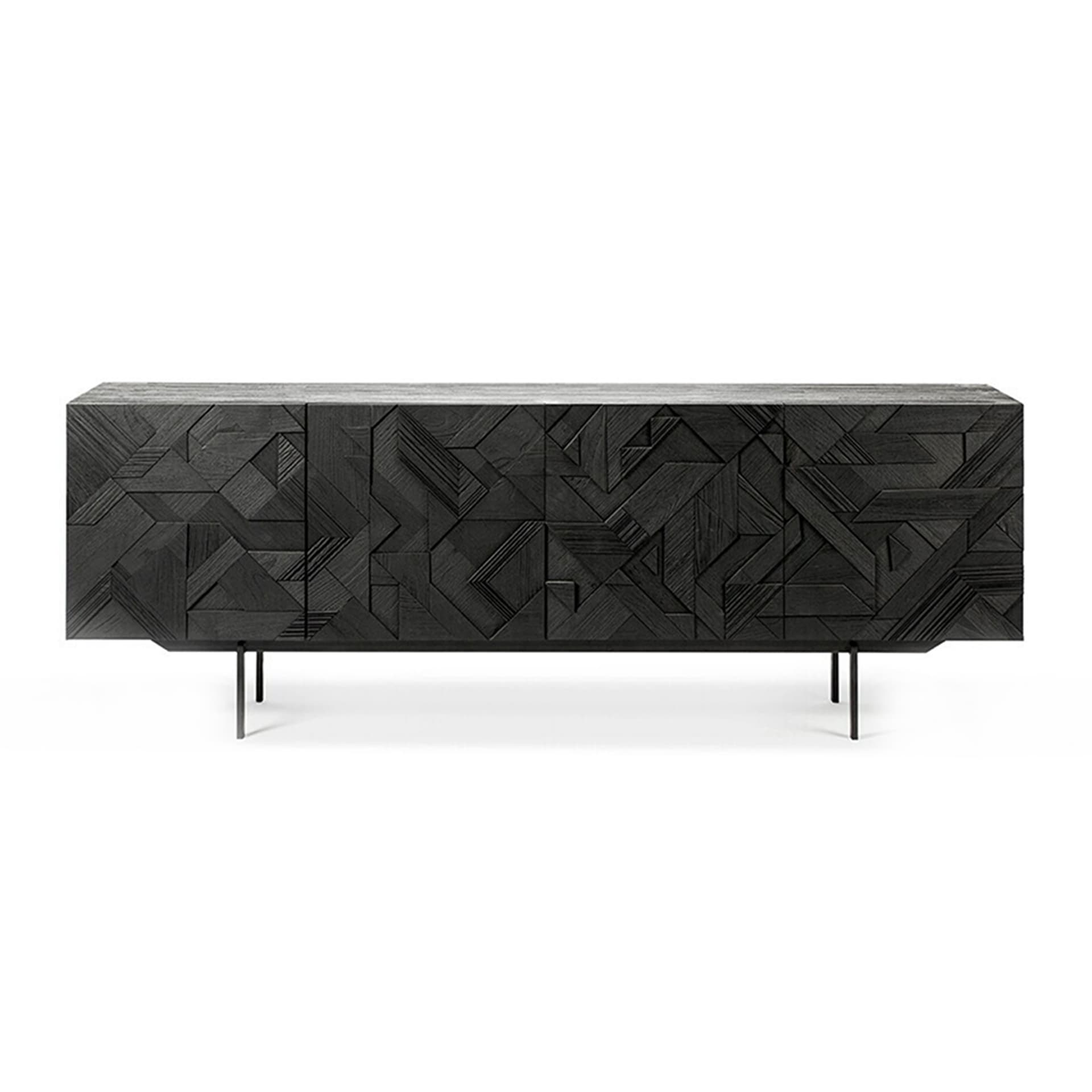 Ethnicraft - Teak Graphic Black Sideboard 224 cm - Skänkar och sideboards - Alain Van Havre - Svart - Trä