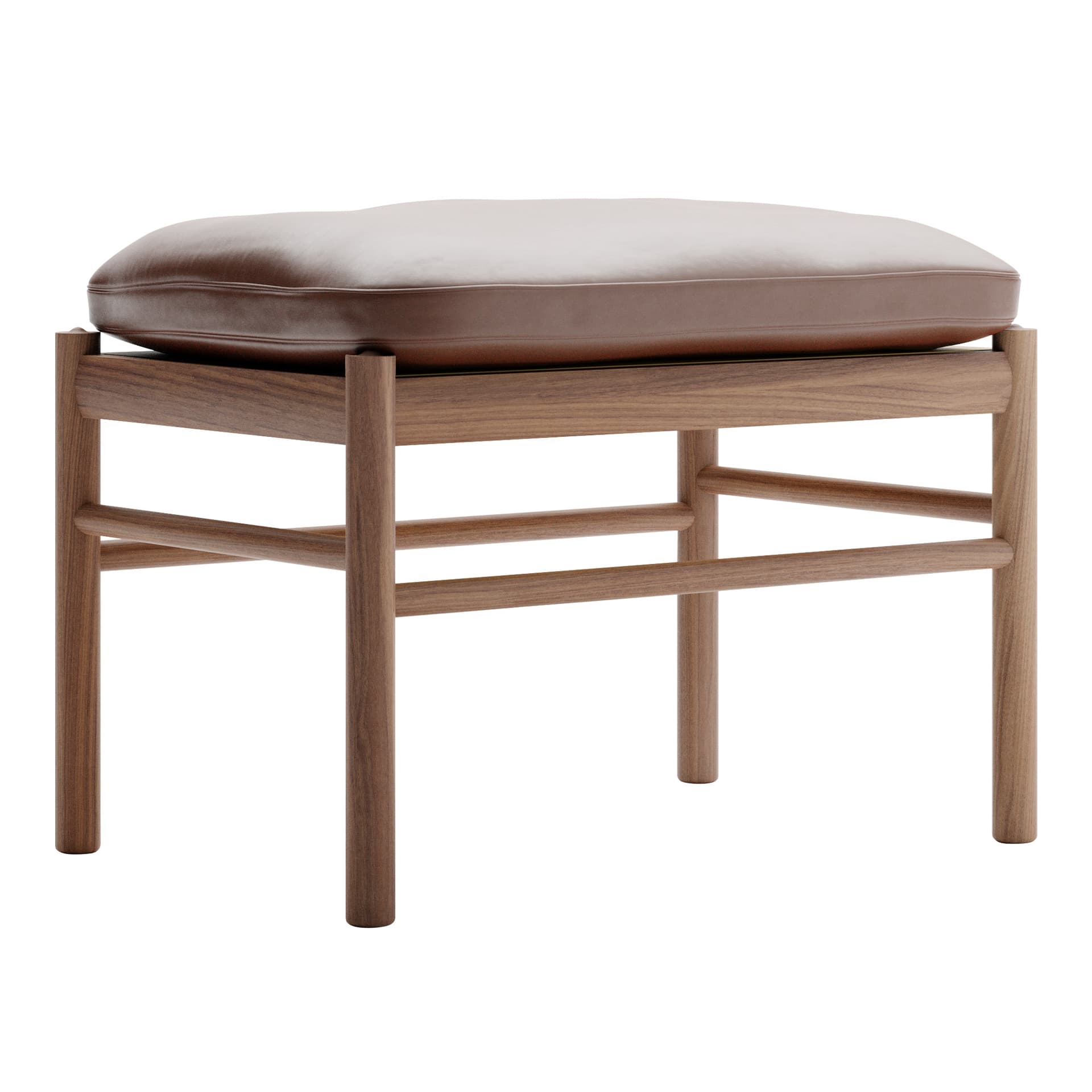 Carl Hansen - OW149F - Colonial Footstool, Oljad Valnöt, Lädergrupp C Sif - 92 - Fotpallar - Ole Wanscher - Brun - Läder/Trä