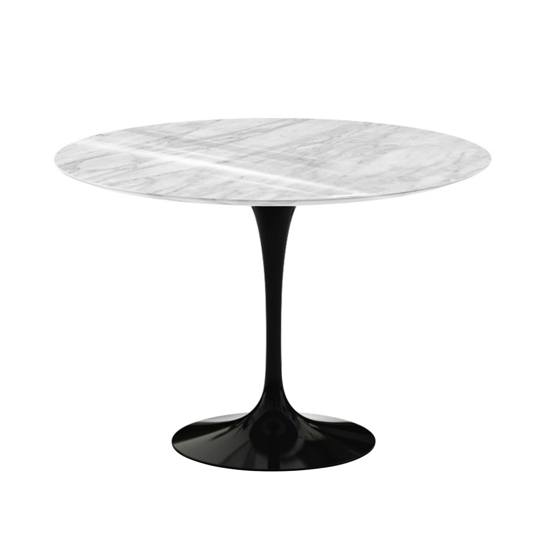 Knoll - Saarinen Round Table - Matbord, Ø 107 cm, Svart underrede, skiva i matt Statuarietto marmor - Matbord - Eero Saarinen - Vit - Metall/Sten