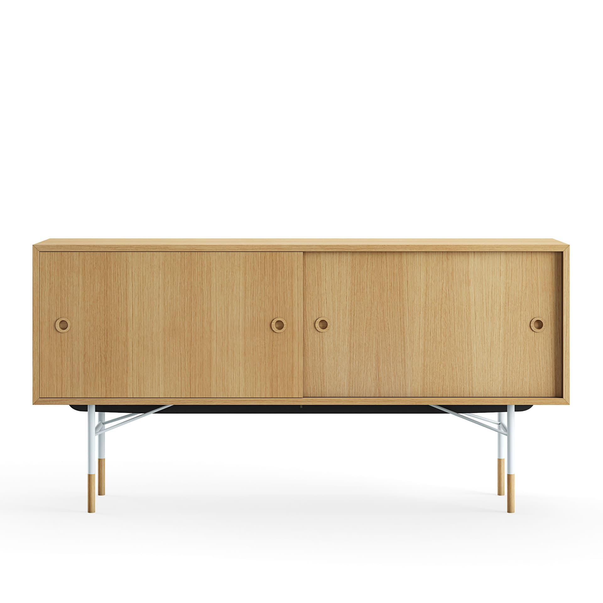 House of Finn Juhl - Sideboard Without Tray Unit, Dark oiled oak Veneer, Light Blue Steel - Skänkar och sideboards - Finn Juhl - Träfärgad - Metall/Trä