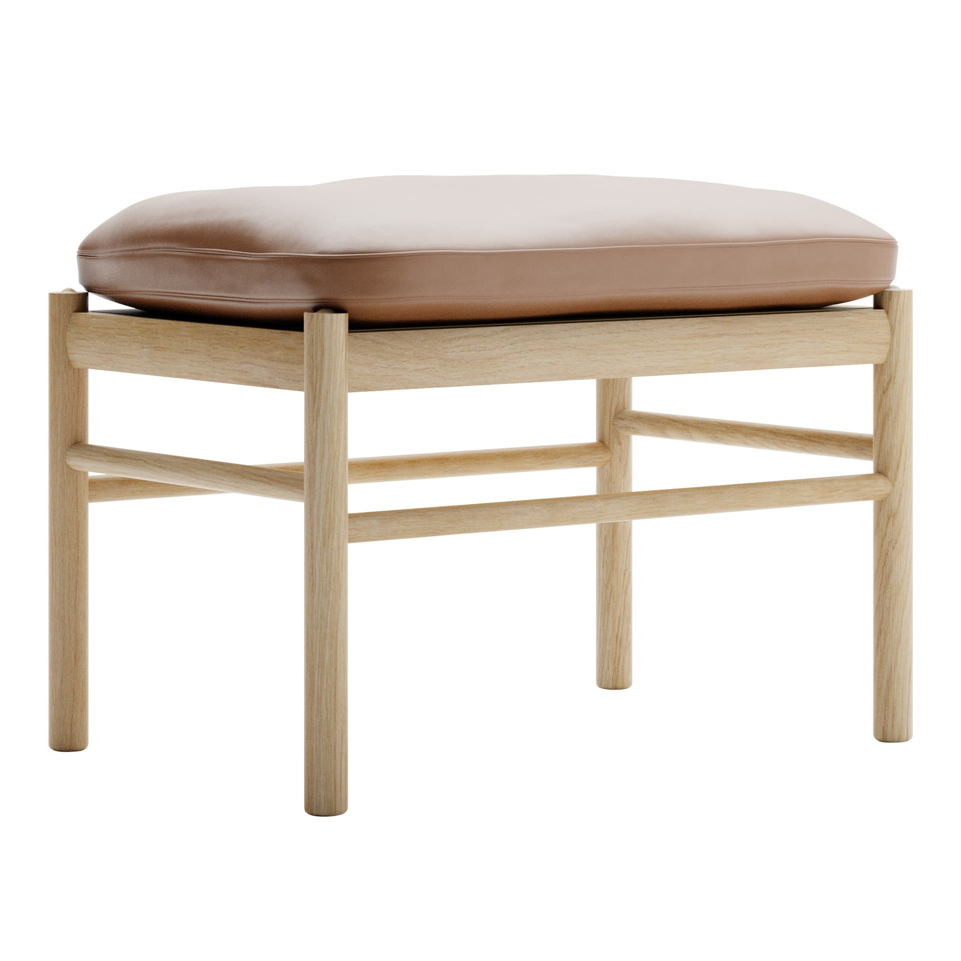 Carl Hansen - OW149F - Colonial Footstool, Oljad Ek, Lädergrupp B Thor - 307 - Fotpallar - Ole Wanscher - Brun - Läder/Trä