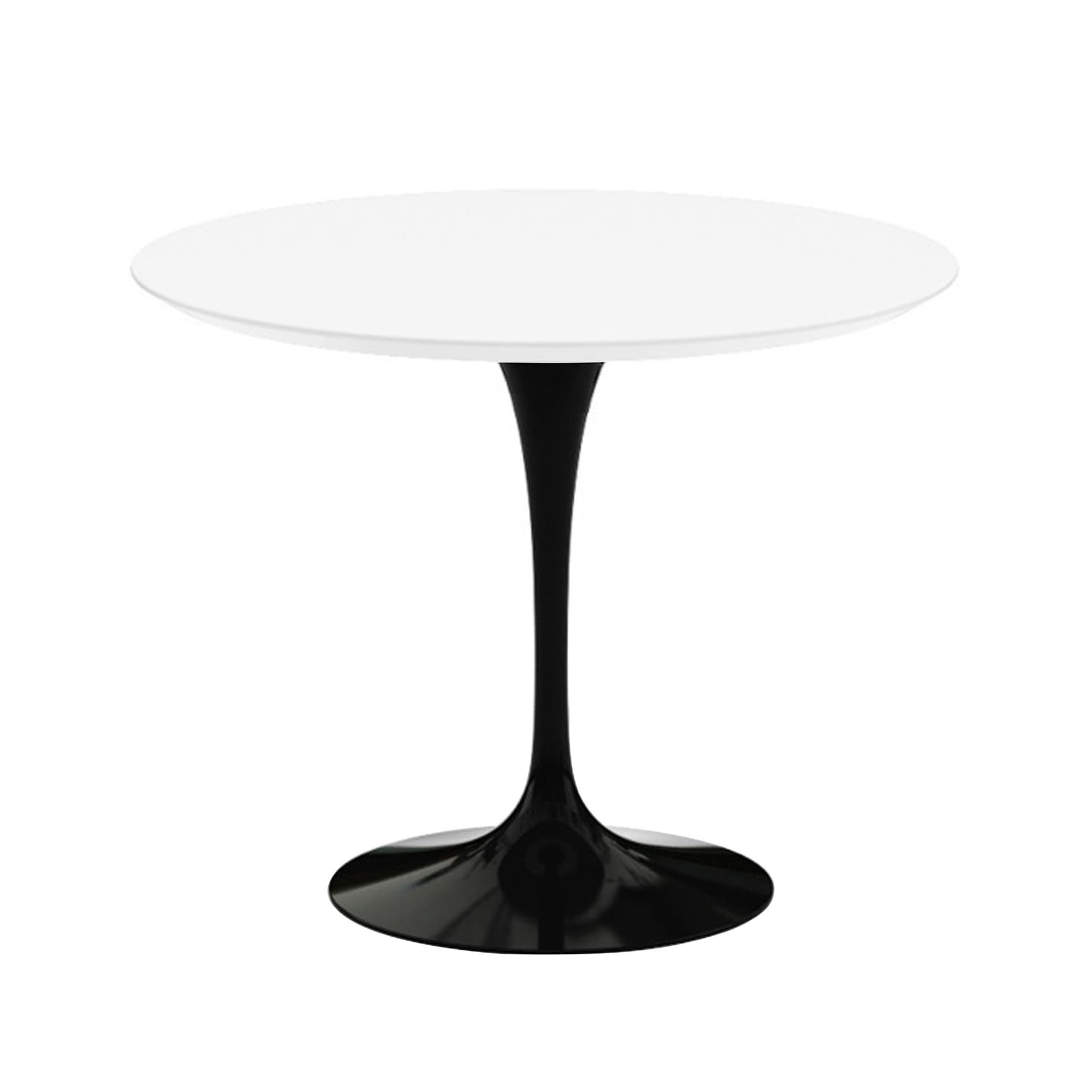 Knoll - Saarinen Round Table - Matbord, Ø 91 cm, Svart underrede, skiva i Vit laminat - Matbord - Eero Saarinen - Vit - Laminat/Metall