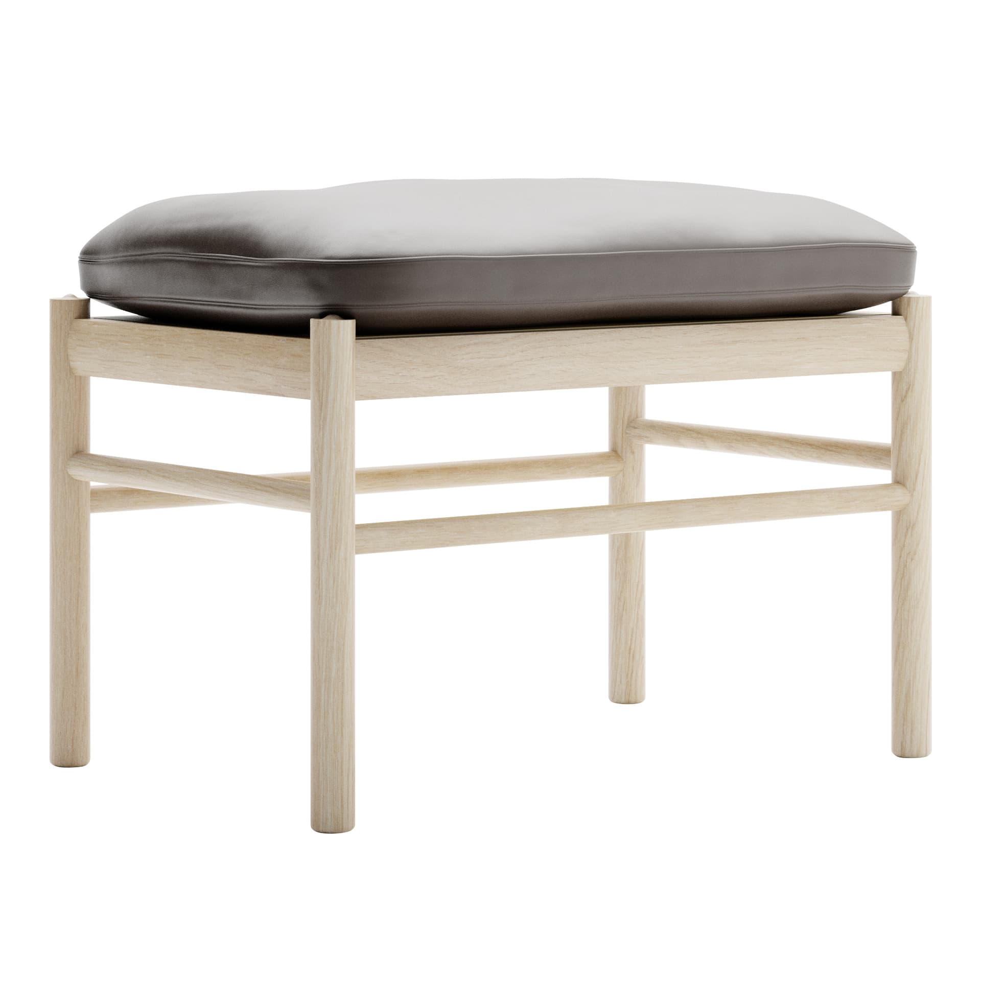 Carl Hansen - OW149F - Colonial Footstool, Tvålad Ek, Lädergrupp B Thor - 306 - Fotpallar - Ole Wanscher - Brun - Läder/Trä
