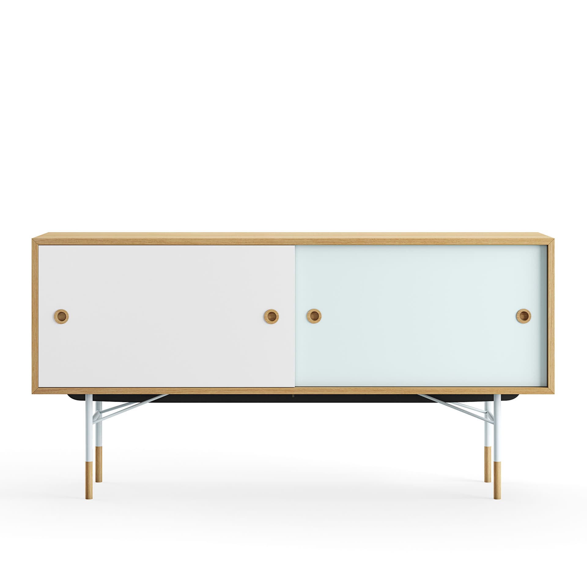 House of Finn Juhl - Sideboard Without Tray Unit, Dark oiled oak, White/Light Blue, Light Blue Steel - Skänkar och sideboards - Finn Juhl - Flerfärgad - Metall/Trä