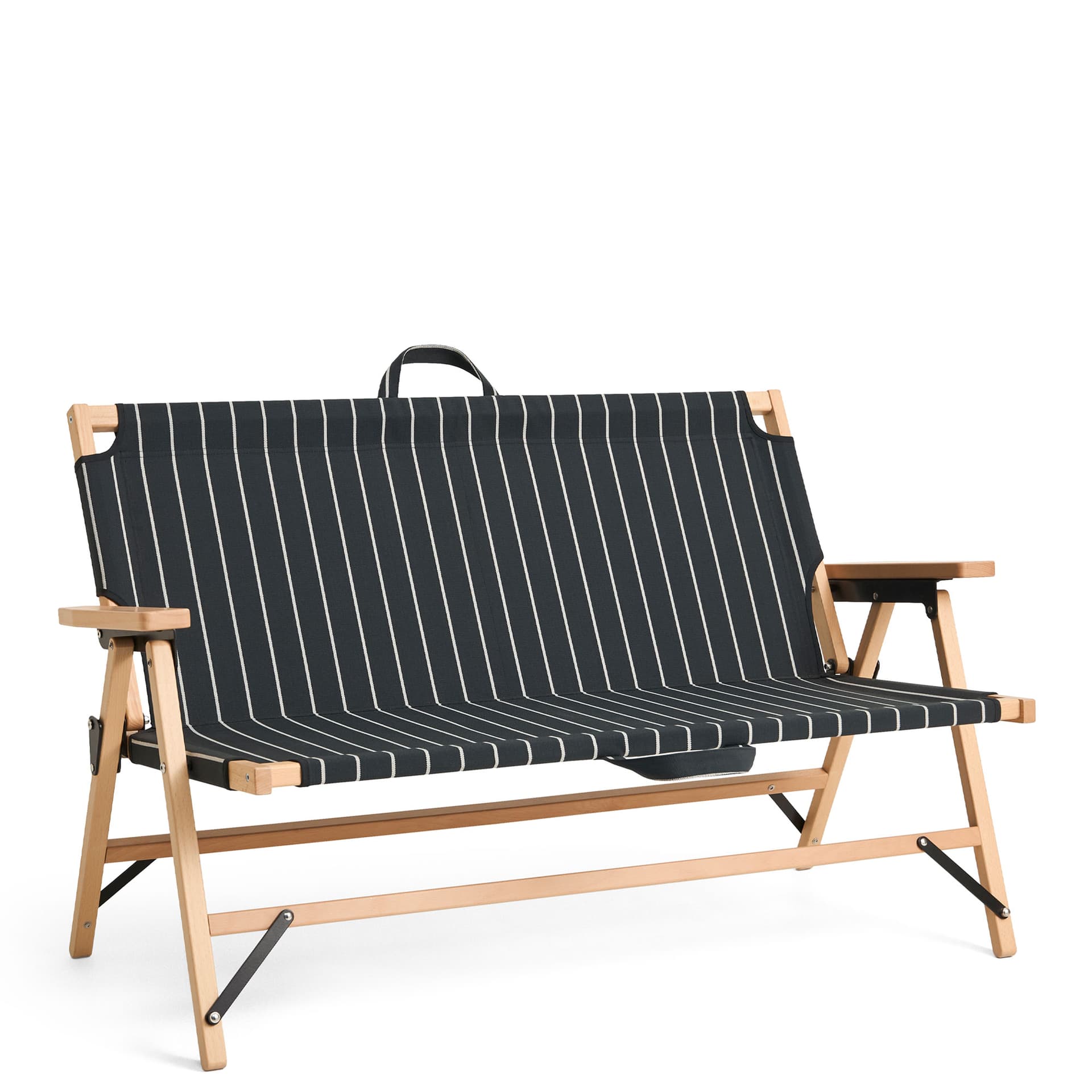 HAY - Outdoor Market Folding Sofa black with beige stripe - Soffor utomhus - Jasper Morrison - Trä
